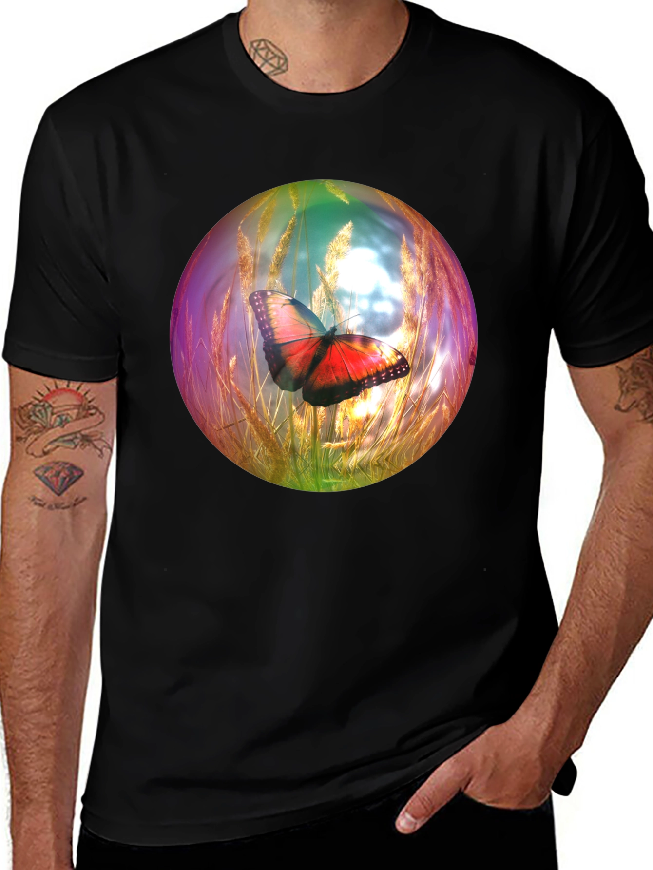 Variant 15 of Butterfly Orb Graphic T-Shirt - Unique Design