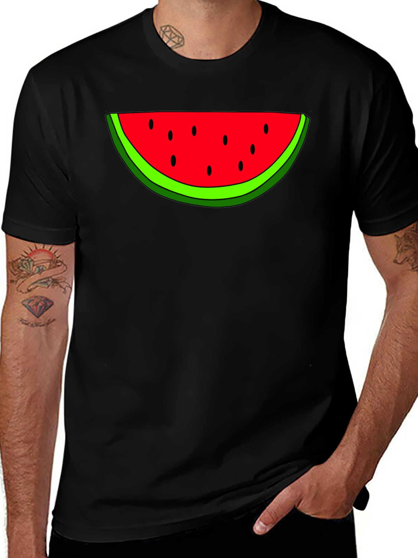 Variant 7 of Watermelon Slice Graphic Black T-Shirt