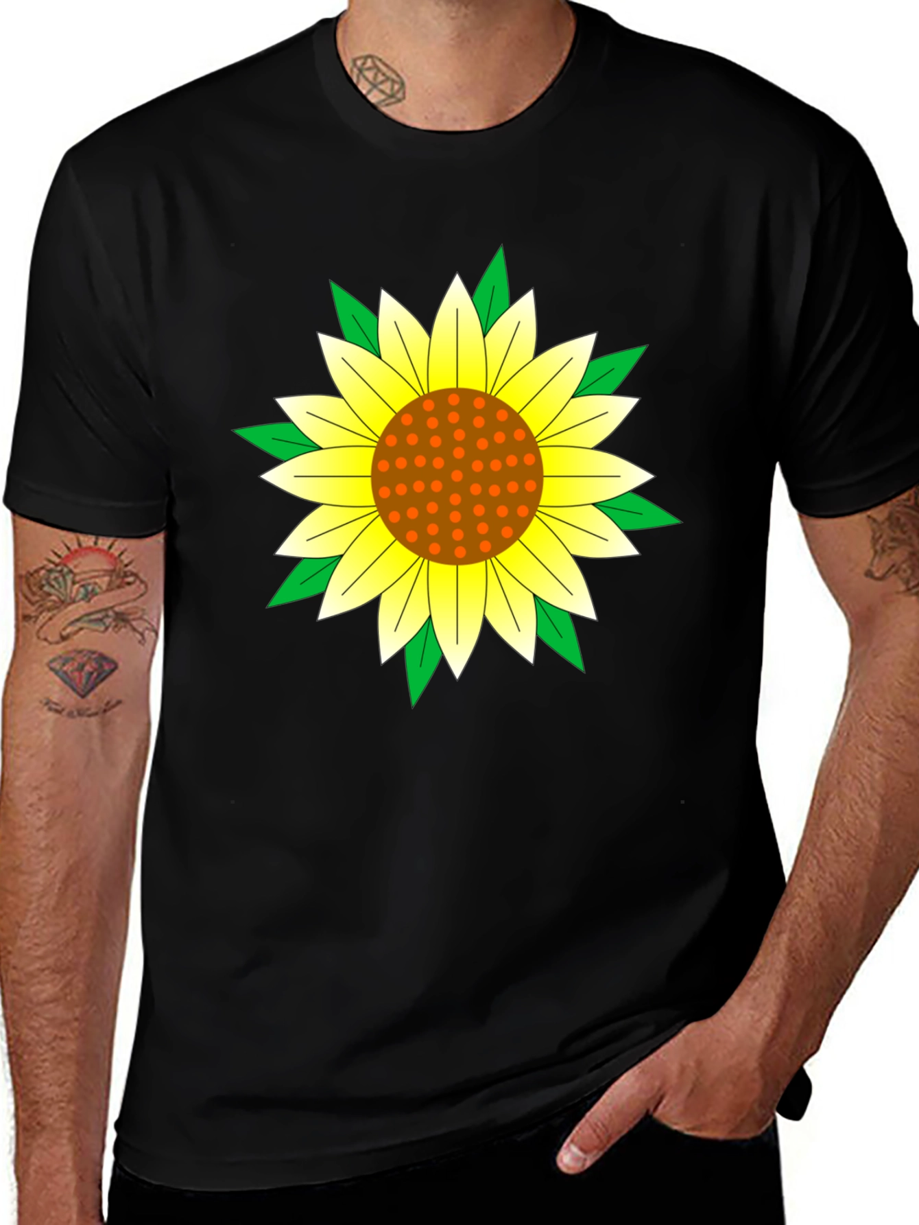 Variant 8 of Sunflower Graphic Tee - Stylish Black T-Shirt