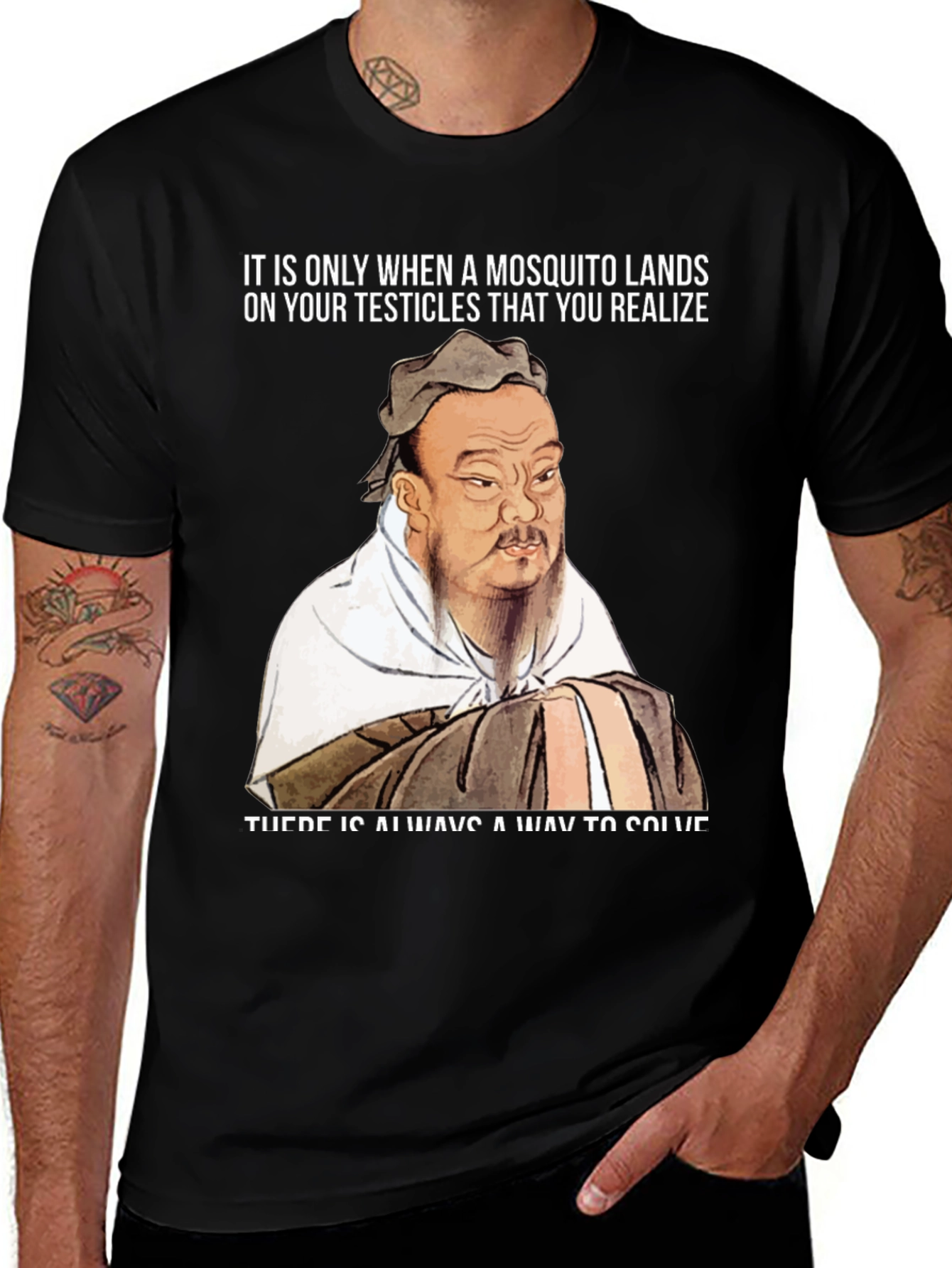 Variant 7 of Confucius Mosquito T-Shirt: Solve Problems!