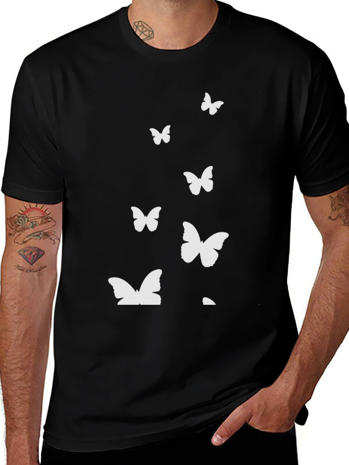 Variant 8 of Butterfly Graphic Print Crew Neck Tee