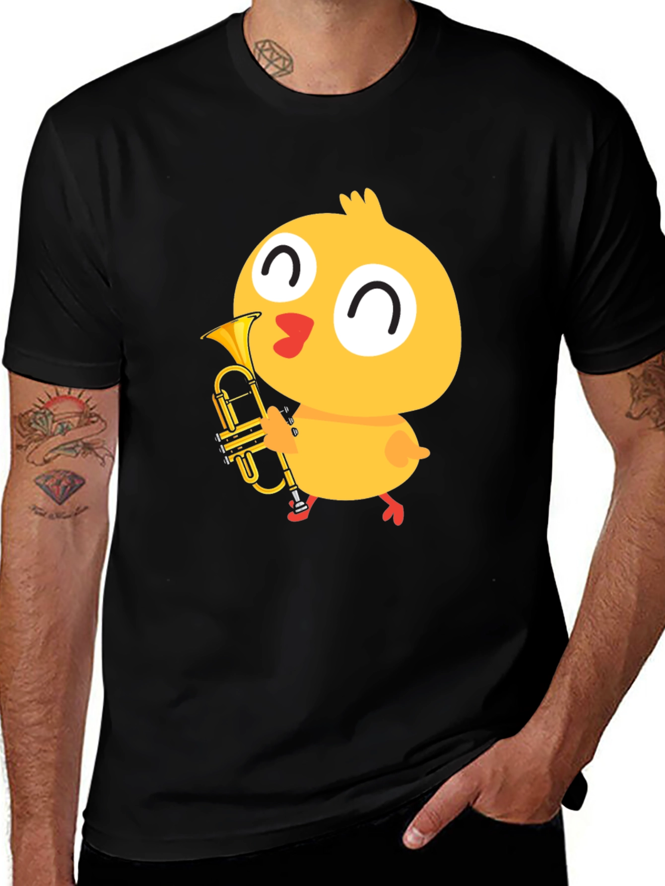 Variant 12 of Cute Chick Trumpet Player Black T-Shirt