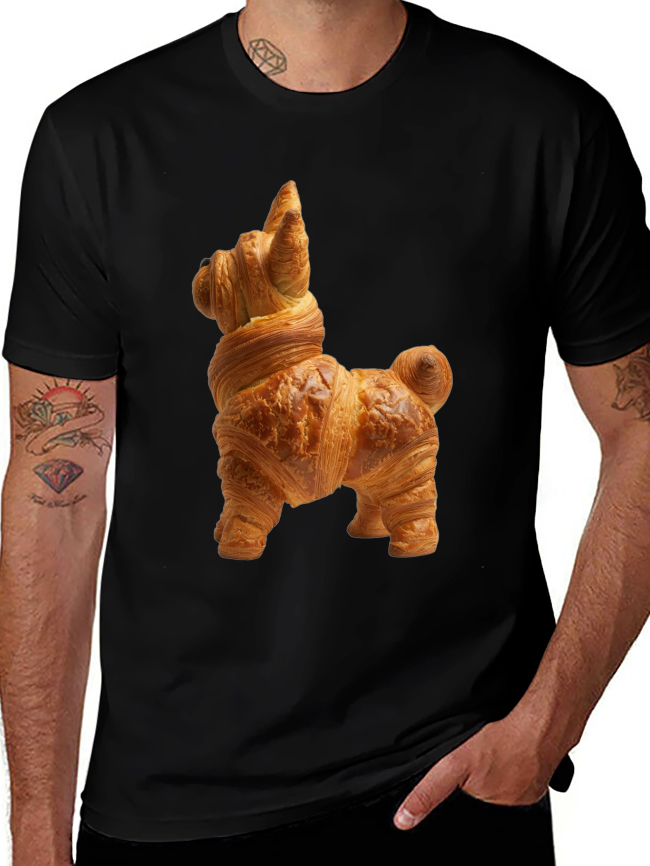 Variant 18 of Croissant Dog T-Shirt - Funny Pastry Tee
