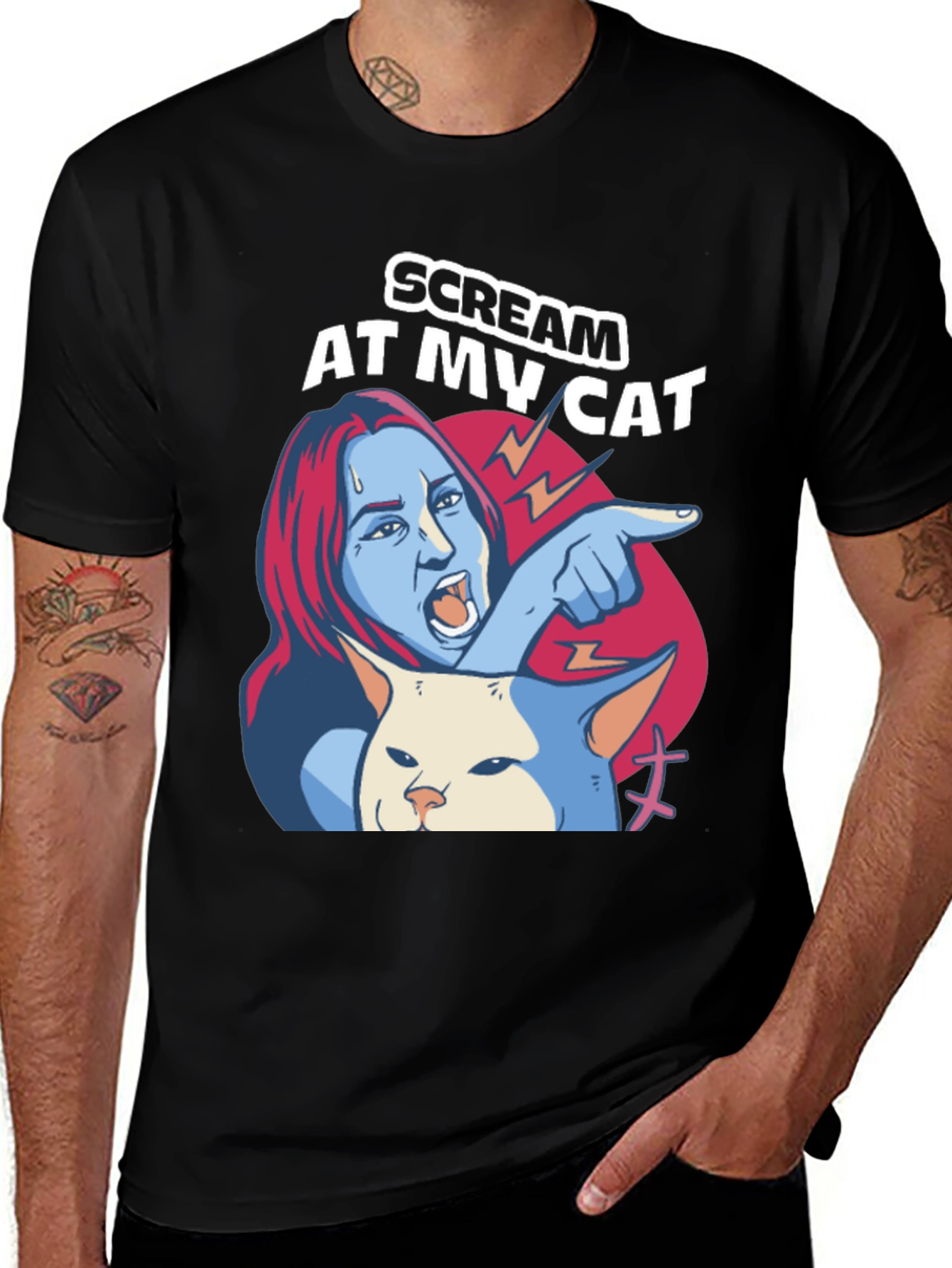 Variant 27 of Scream At My Cat T-Shirt - Funny Meme Tee