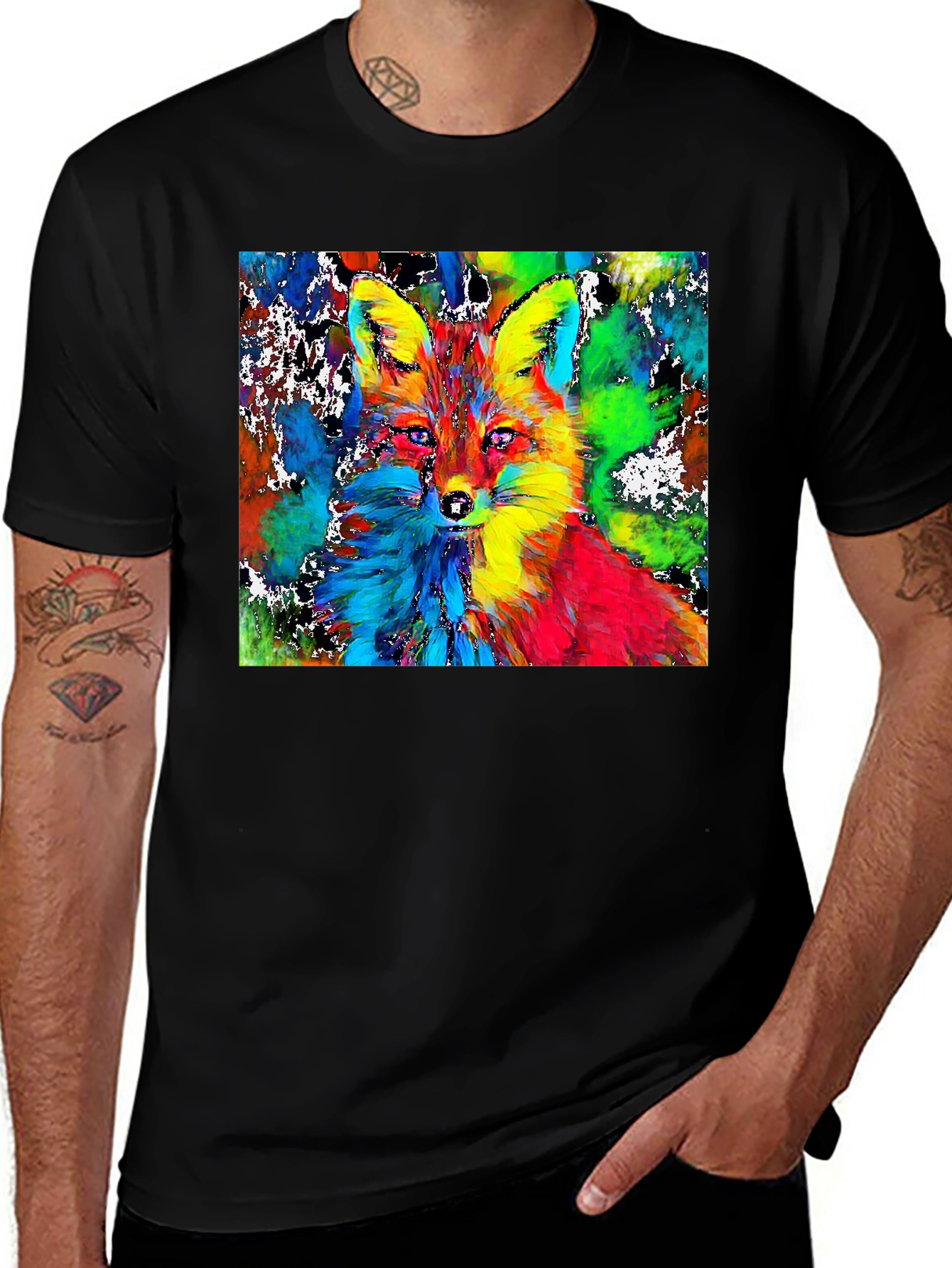 Variant 17 of Colorful Fox Graphic T-Shirt - Modern Art Tee