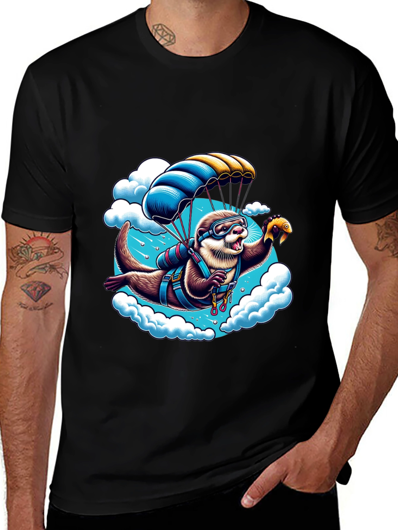 Variant 29 of Otter Parachute T-Shirt - Skydiving Animal Tee