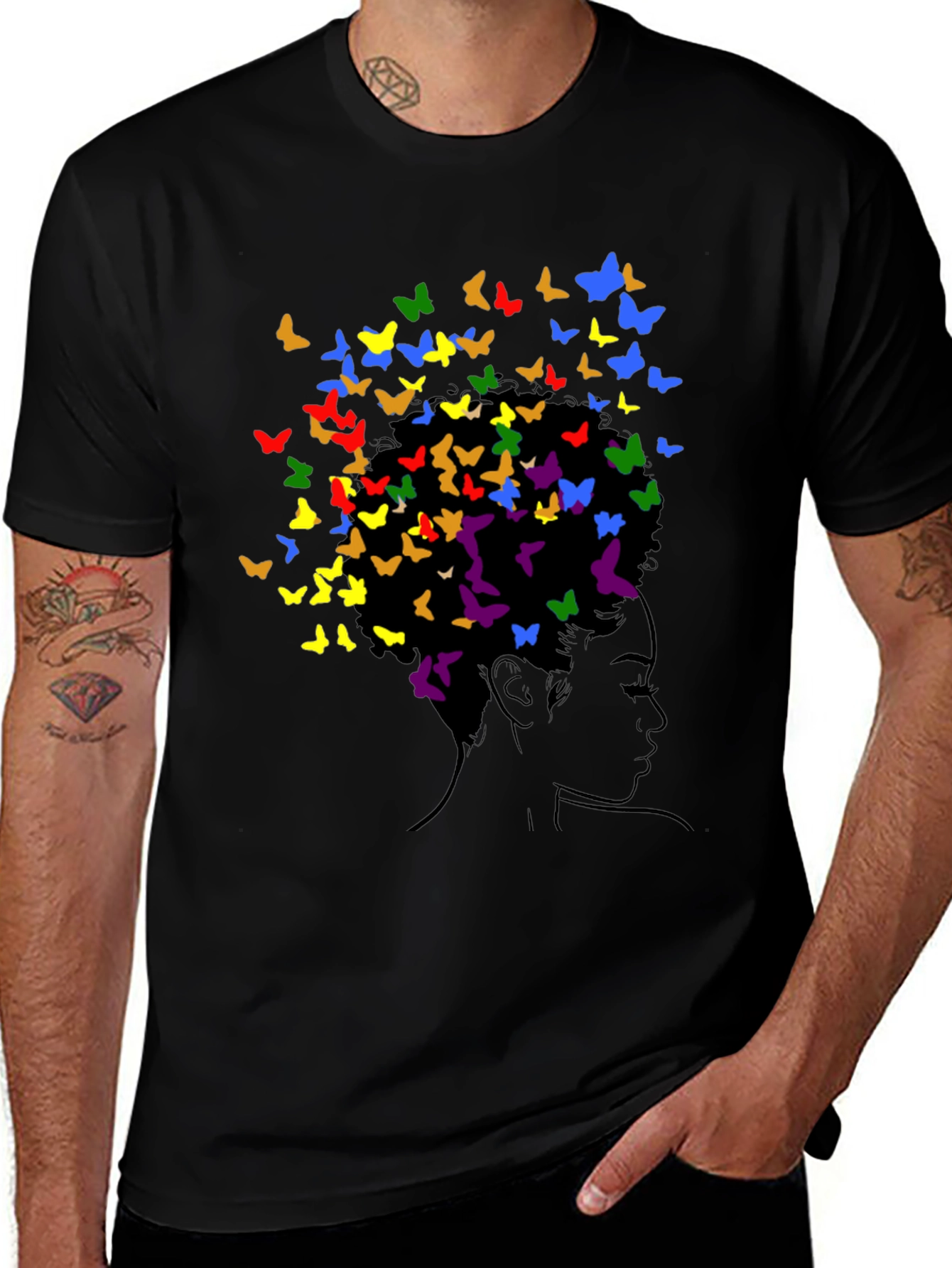 Variant 13 of Butterfly Girl Graphic Black T-Shirt