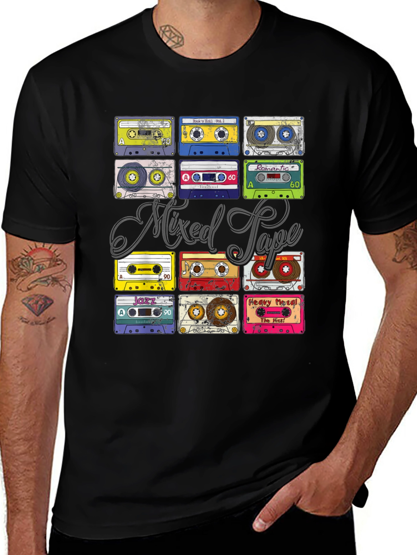Variant 18 of Retro Mixed Tape Graphic T-Shirt - Vintage Music Lover Tee