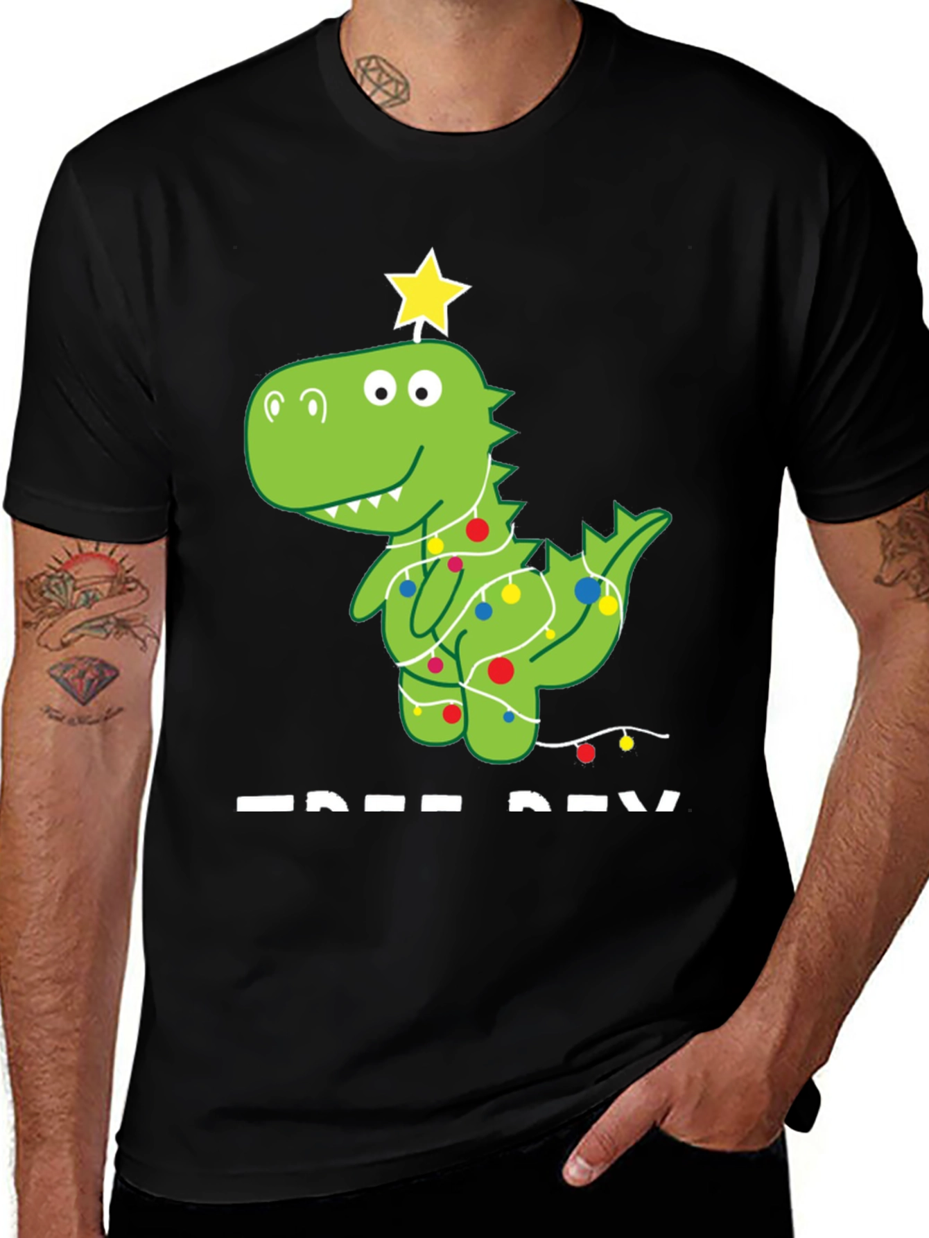 Variant 23 of Festive Dino Tee - Christmas Dinosaur T-Shirt