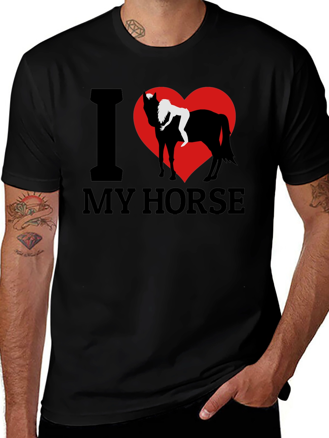 Variant 22 of I Love My Horse Graphic Tee - Black