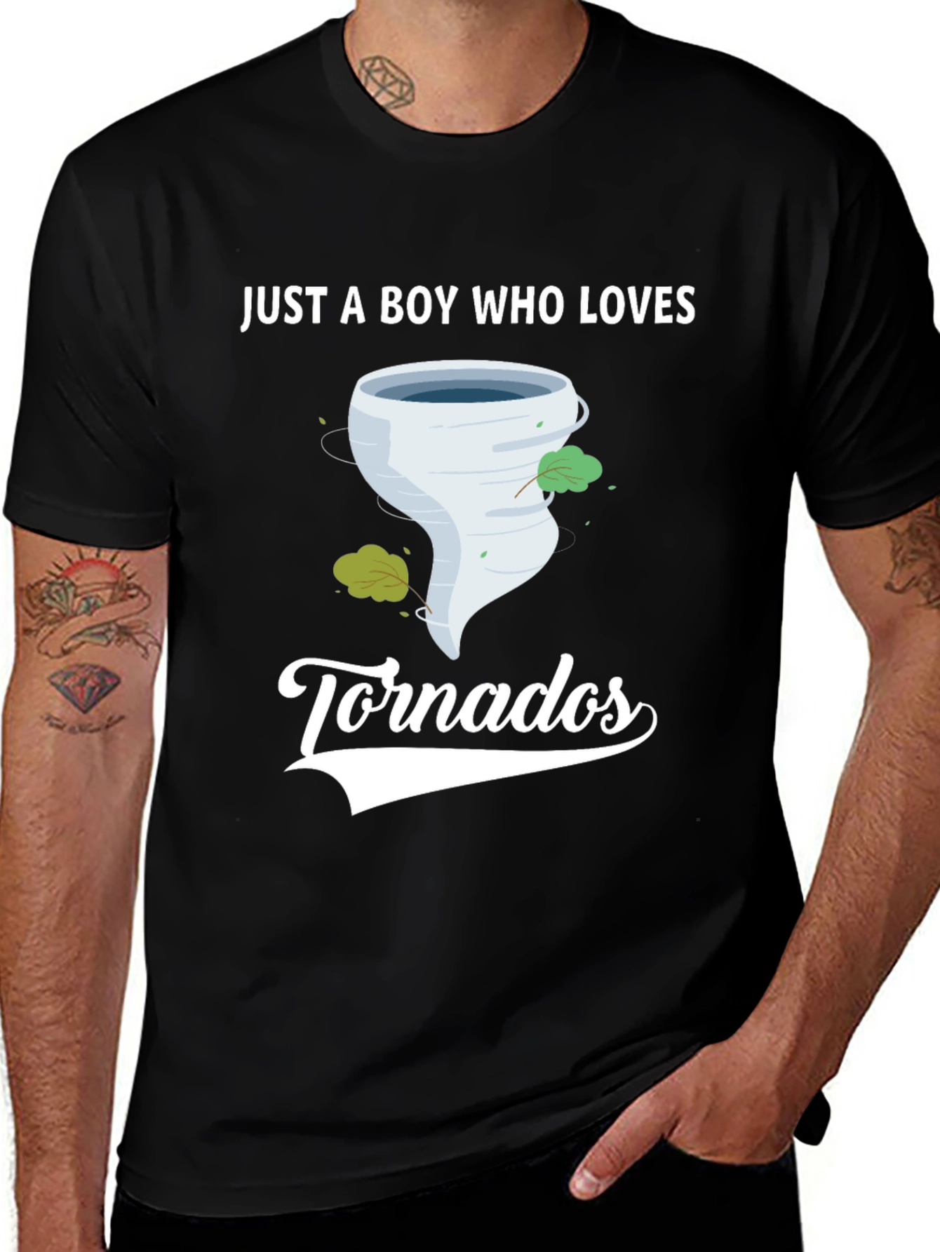 Variant 6 of Boy Who Loves Tornadoes Black Graphic T-Shirt