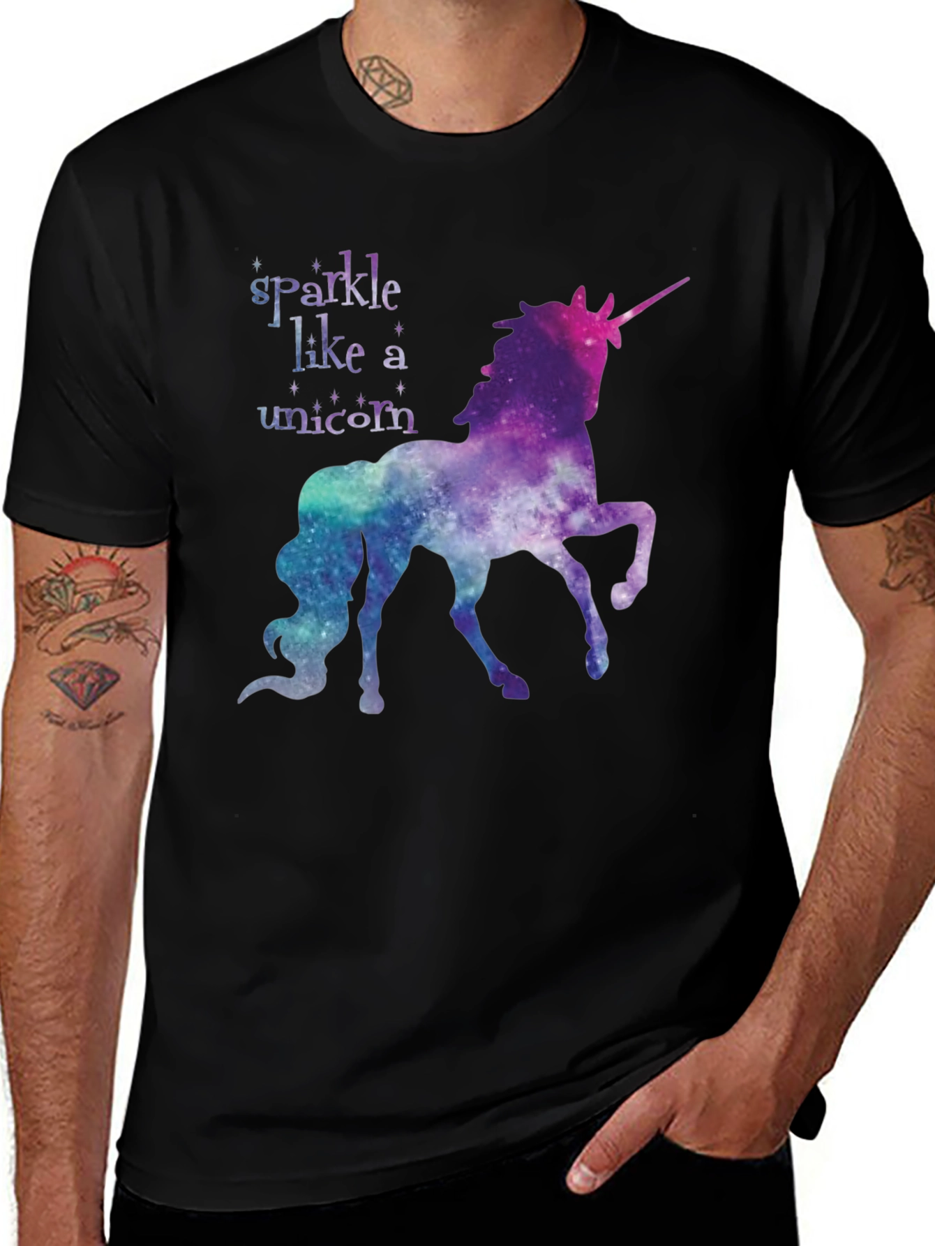 Variant 12 of Sparkle Unicorn Graphic Tee - Black Cotton