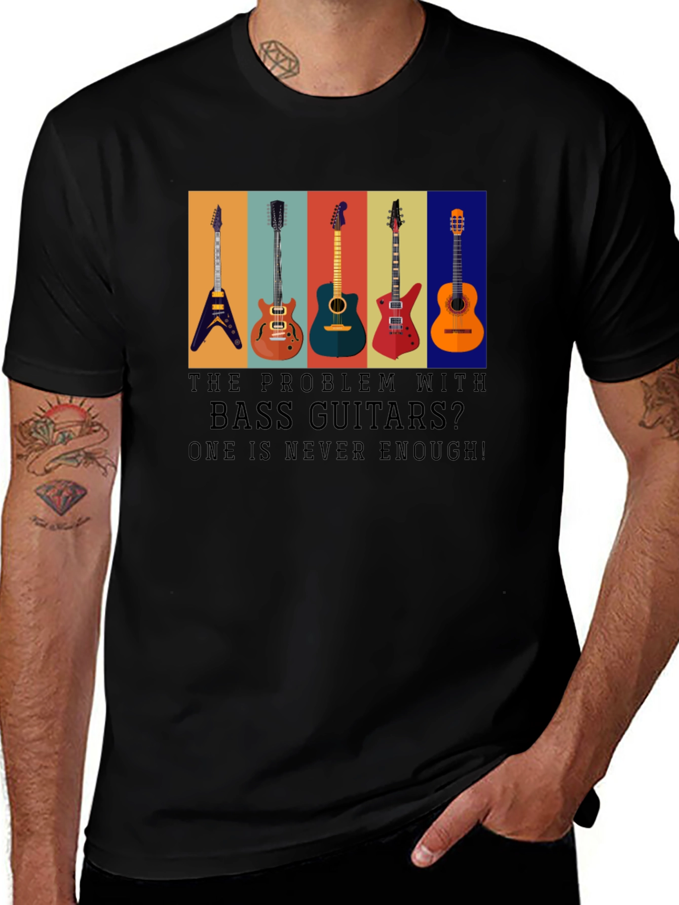 Variant 17 of Bass Guitar T-Shirt: One is Never Enough