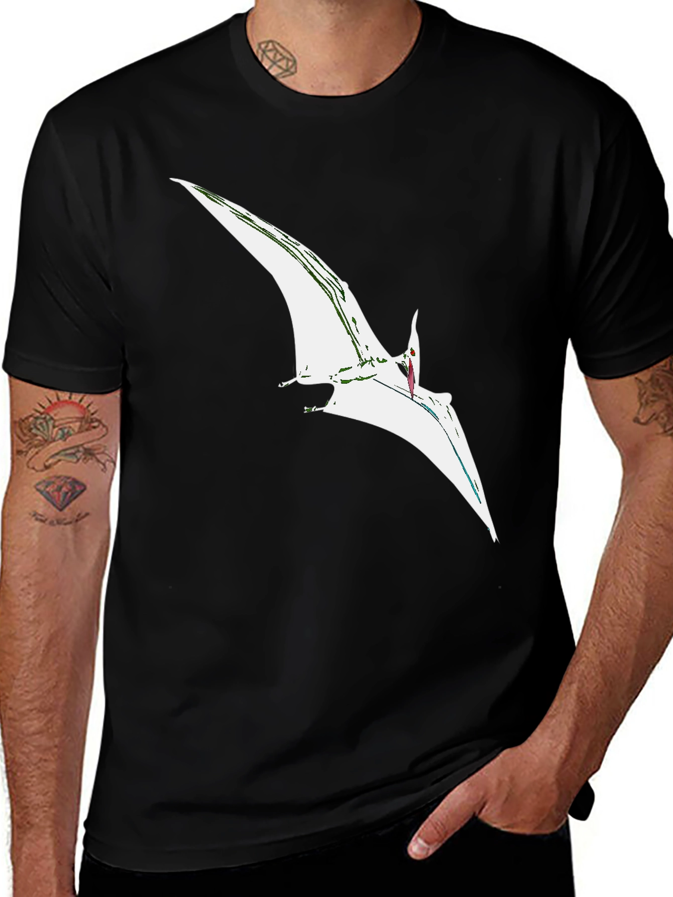 Variant 25 of Pterodactyl Graphic Tee - Black Cotton Blend Comfort