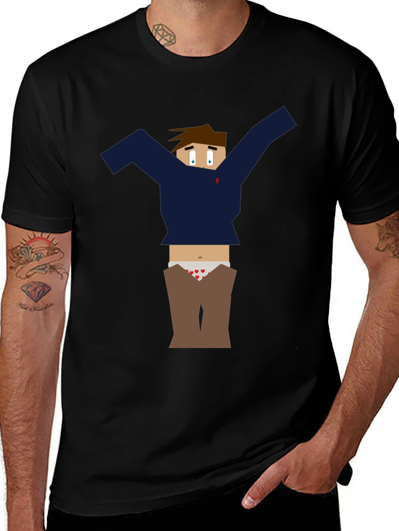 Variant 16 of Novelty Graphic Tee - Stylish Man with Cartoon Design