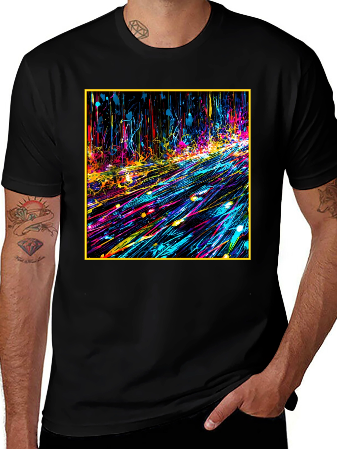 Variant 25 of Abstract Art Black Tee - Bold Graphic Print