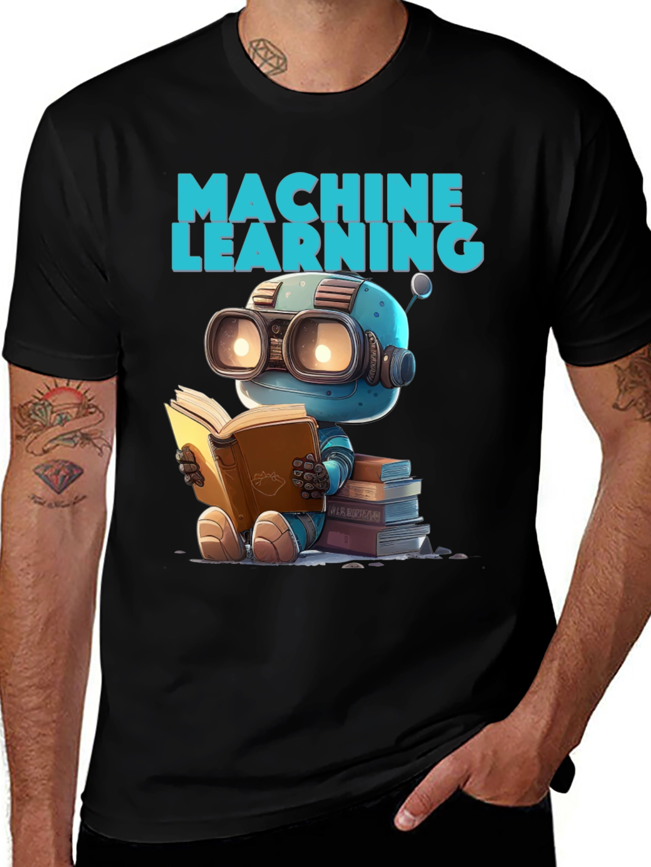 Machine Learning Robot Reading T-Shirt