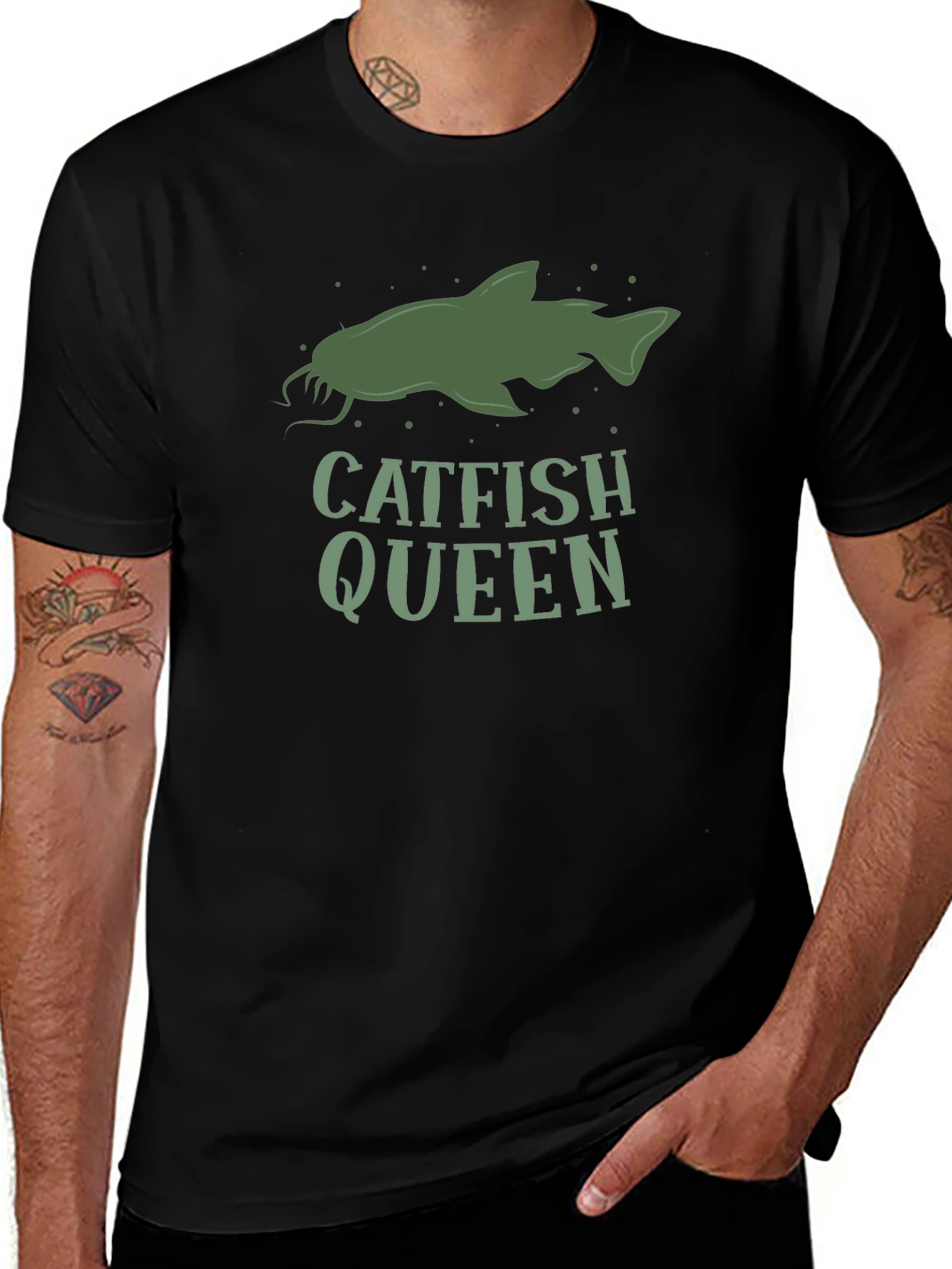 Variant 13 of Catfish Queen Graphic Tee - Fishing Lover Shirt