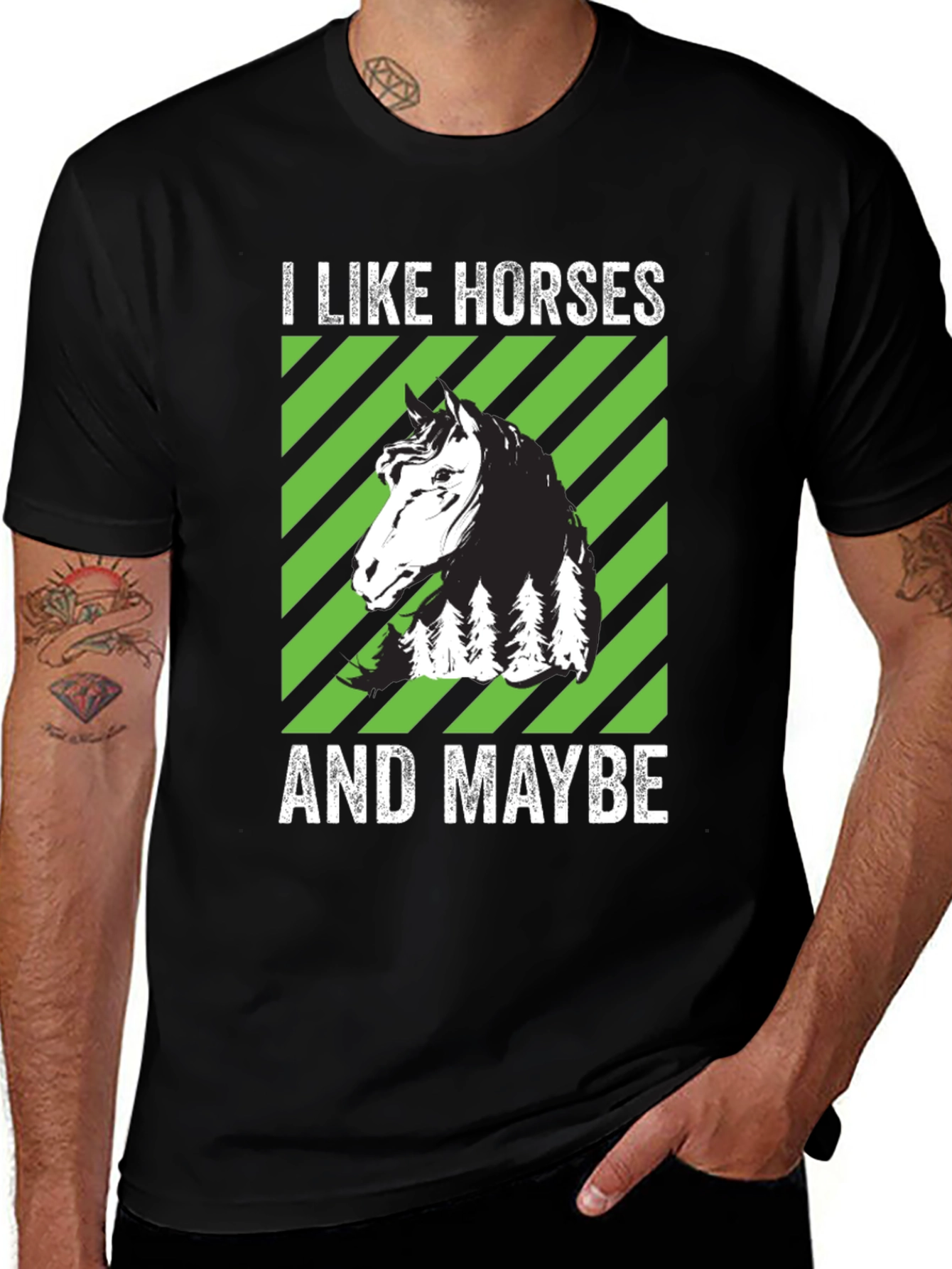 Black I Like Horses And Maybe T-Shirt, Black main image