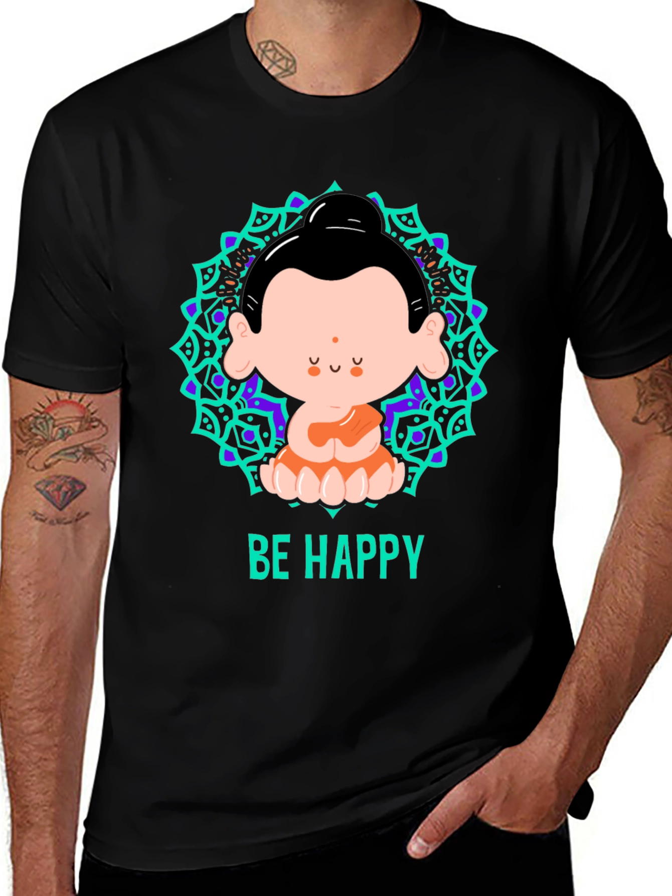 Variant 6 of Be Happy Buddha Graphic T-Shirt