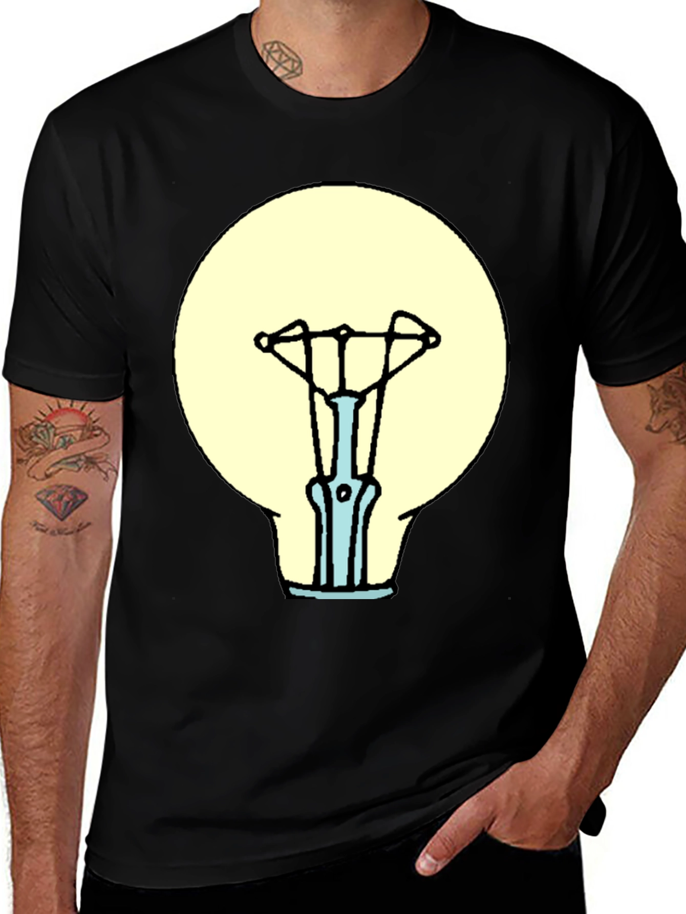 Variant 20 of Black T-Shirt with Light Bulb Graphic