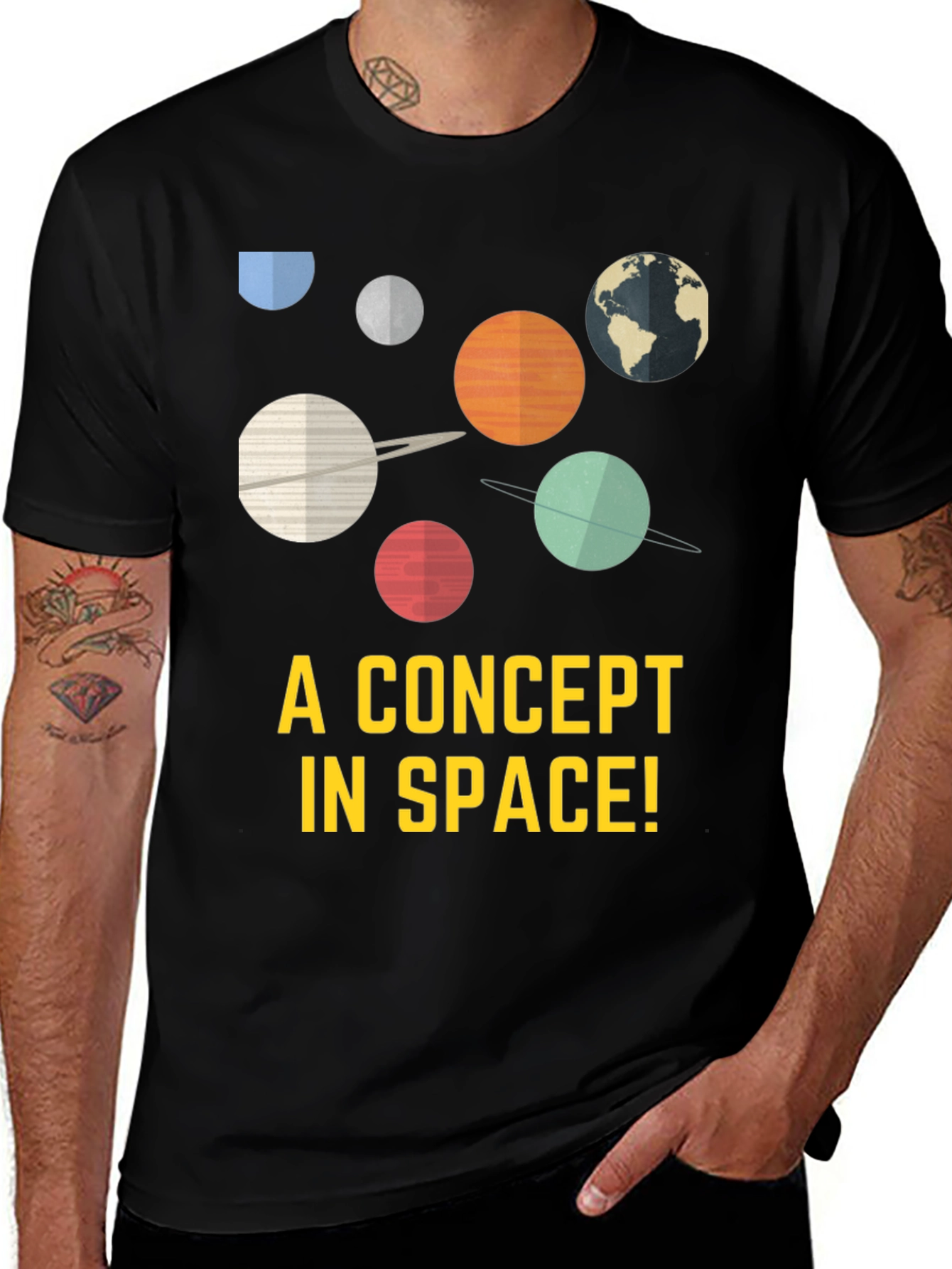 Variant 22 of Space Concept Graphic Tee - Black Cotton Blend