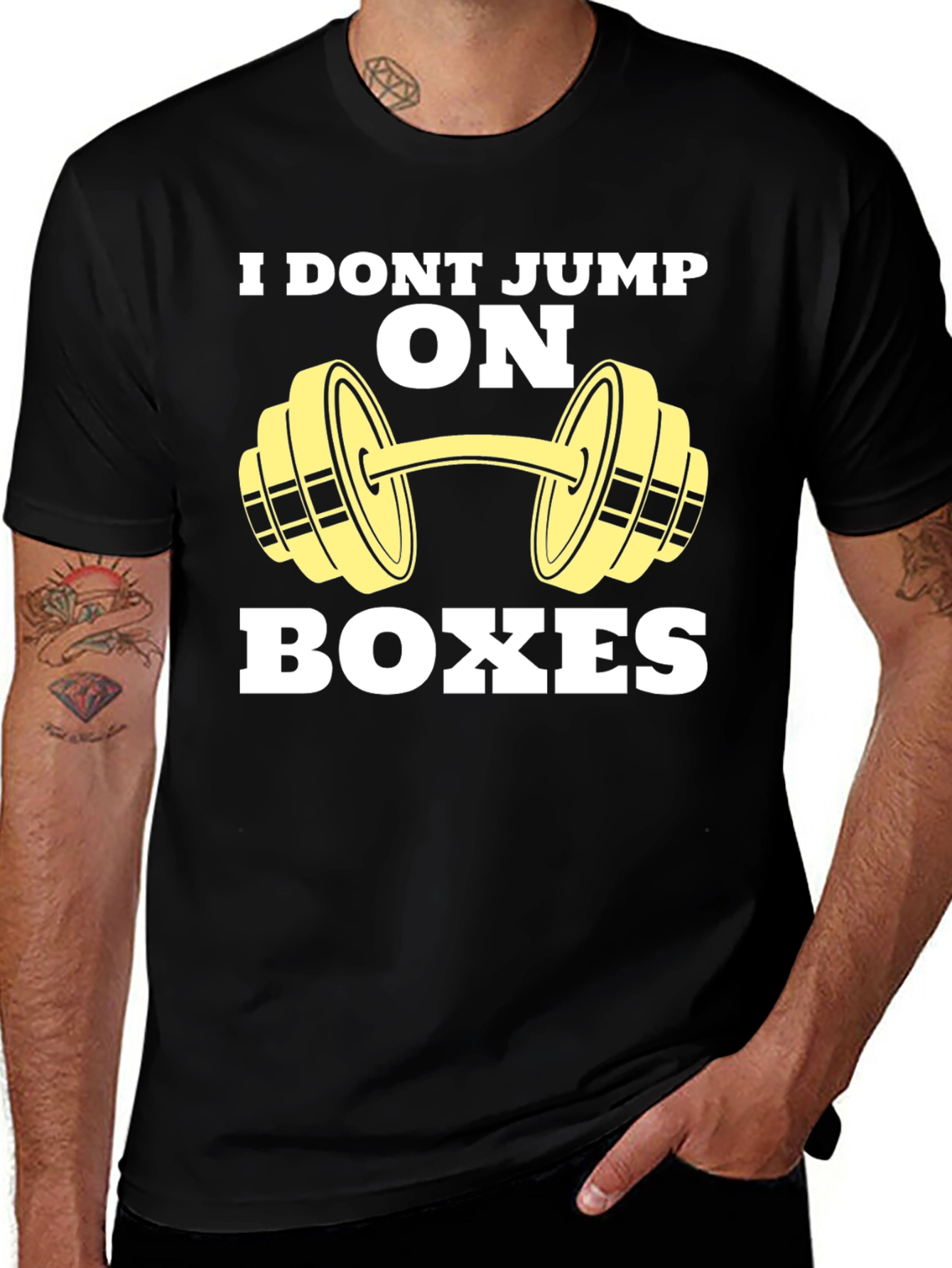 Variant 14 of Funny Gym T-Shirt - I Don't Jump on Boxes