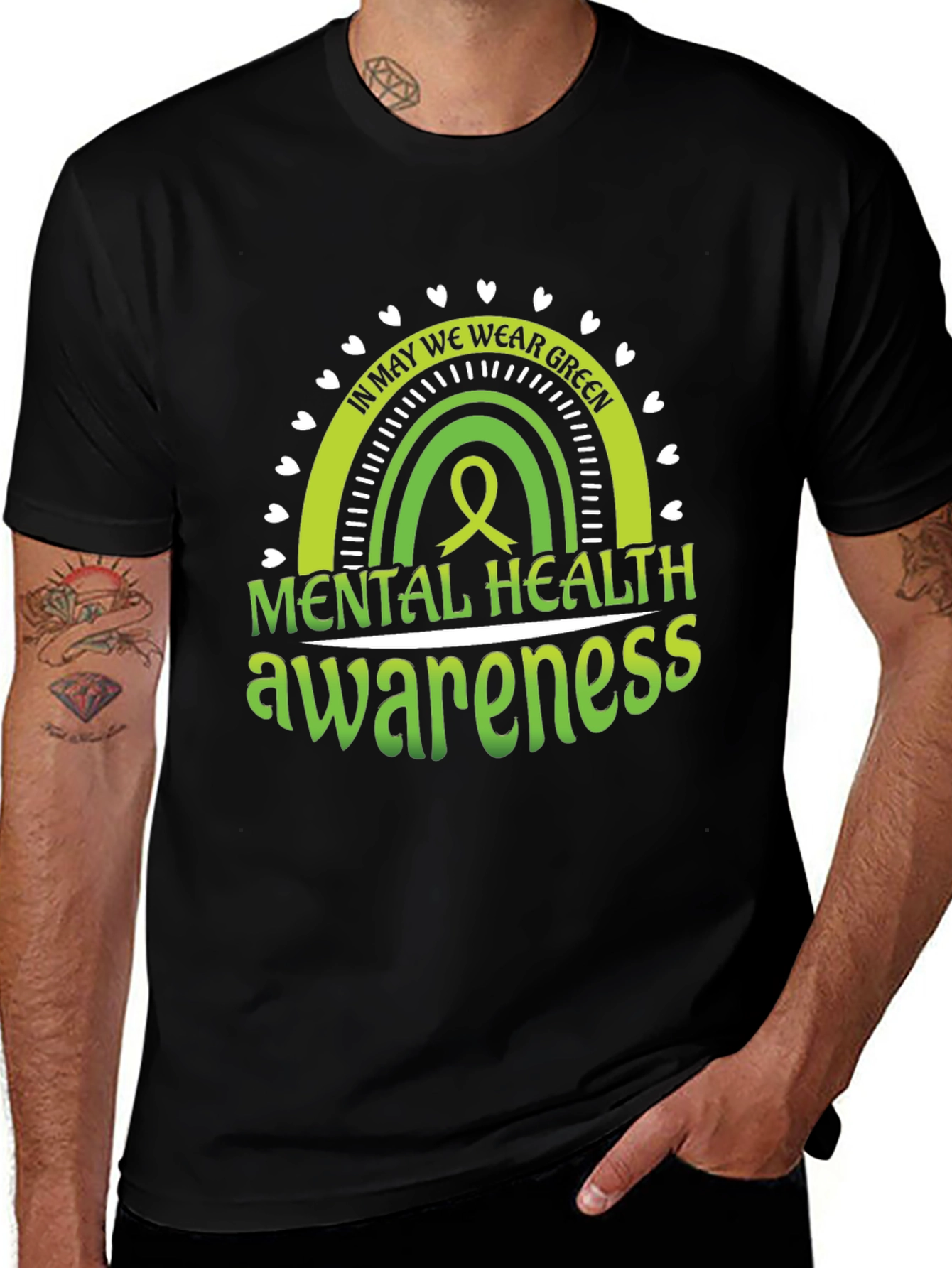 Mental Health Awareness Green Rainbow T-Shirt