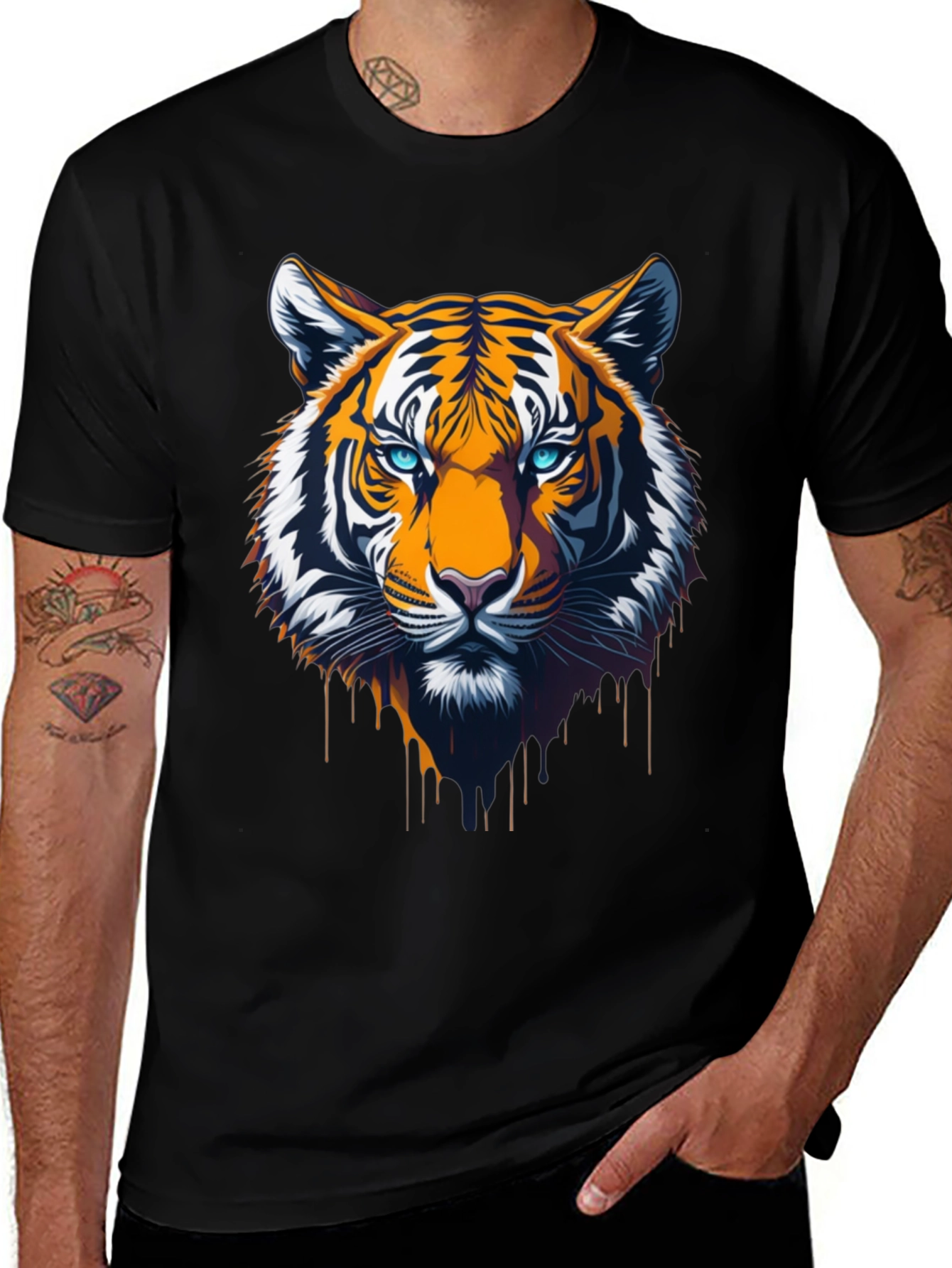 Variant 4 of Vibrant Tiger Graphic Black T-Shirt