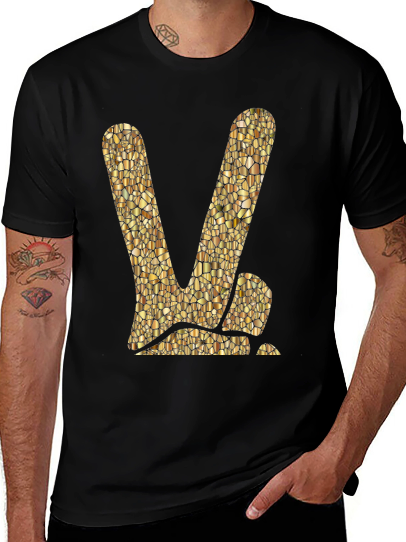Variant 26 of Peace Sign Graphic Tee - Stylish Black T-Shirt