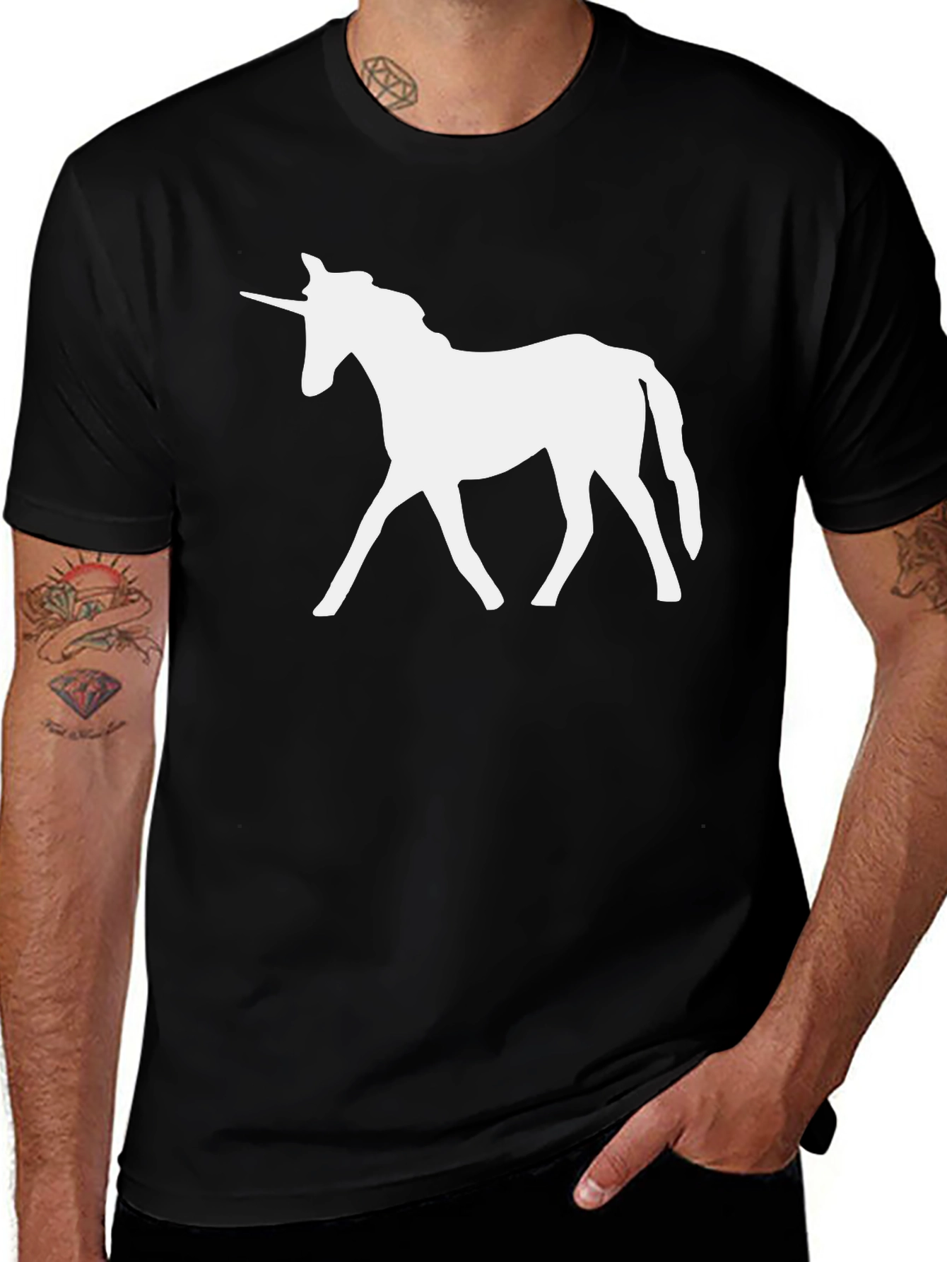Variant 19 of Unicorn Graphic T-Shirt - Black Cotton Tee