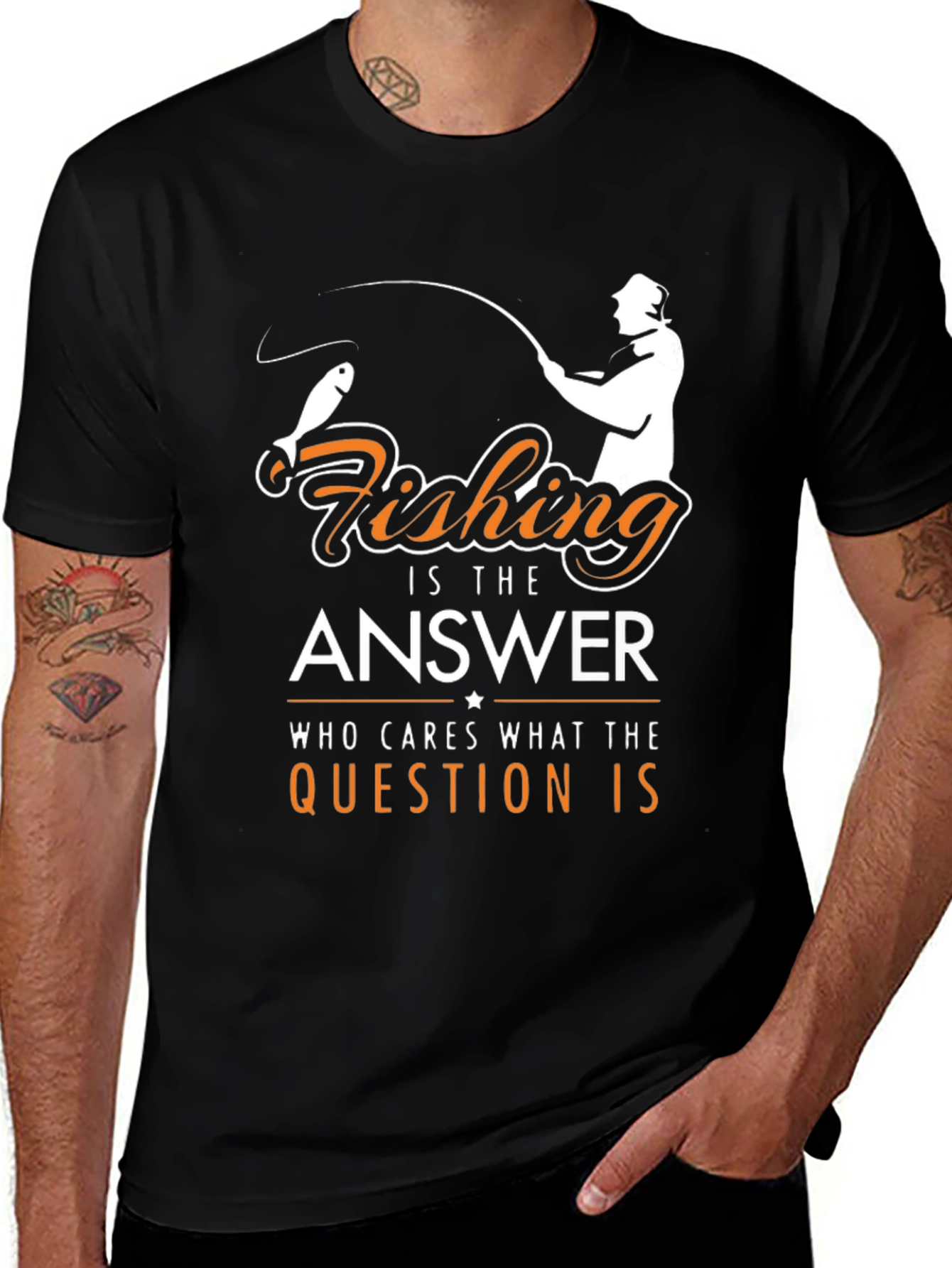 Variant 7 of Fishing is the Answer Graphic T-Shirt