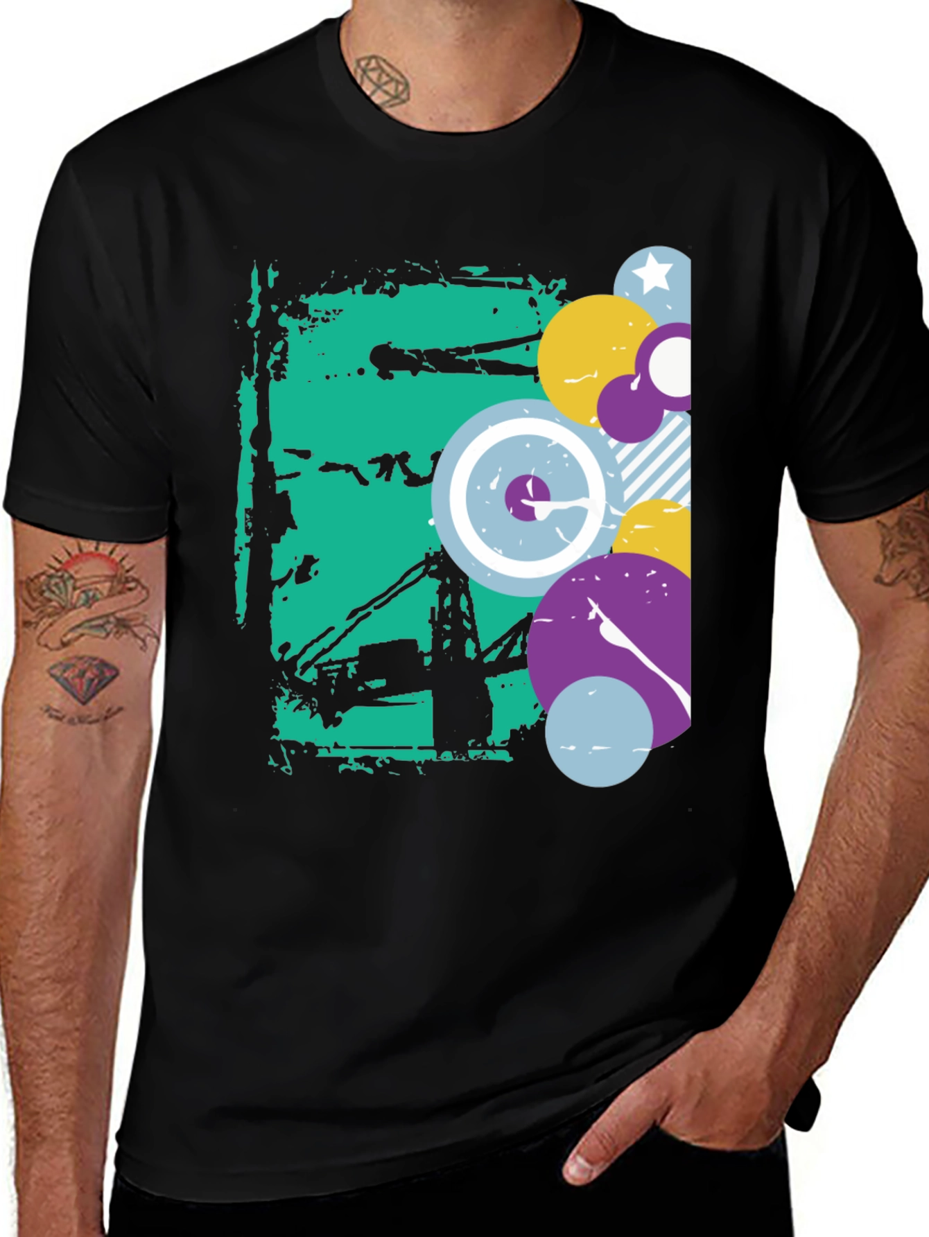 Variant 28 of Abstract Graphic Black Crew Neck T-Shirt