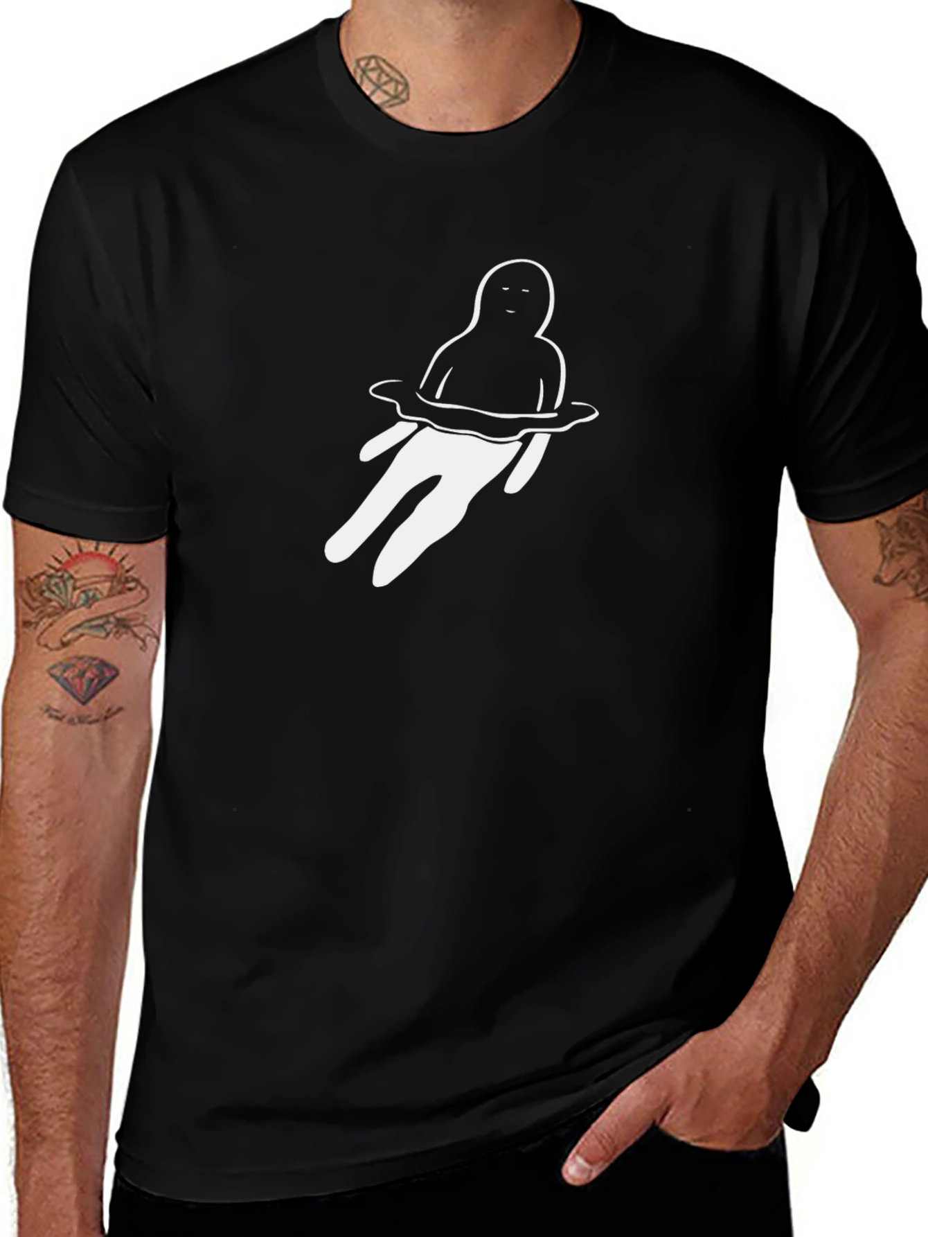 Variant 4 of Black T-Shirt with Swimmer Graphic
