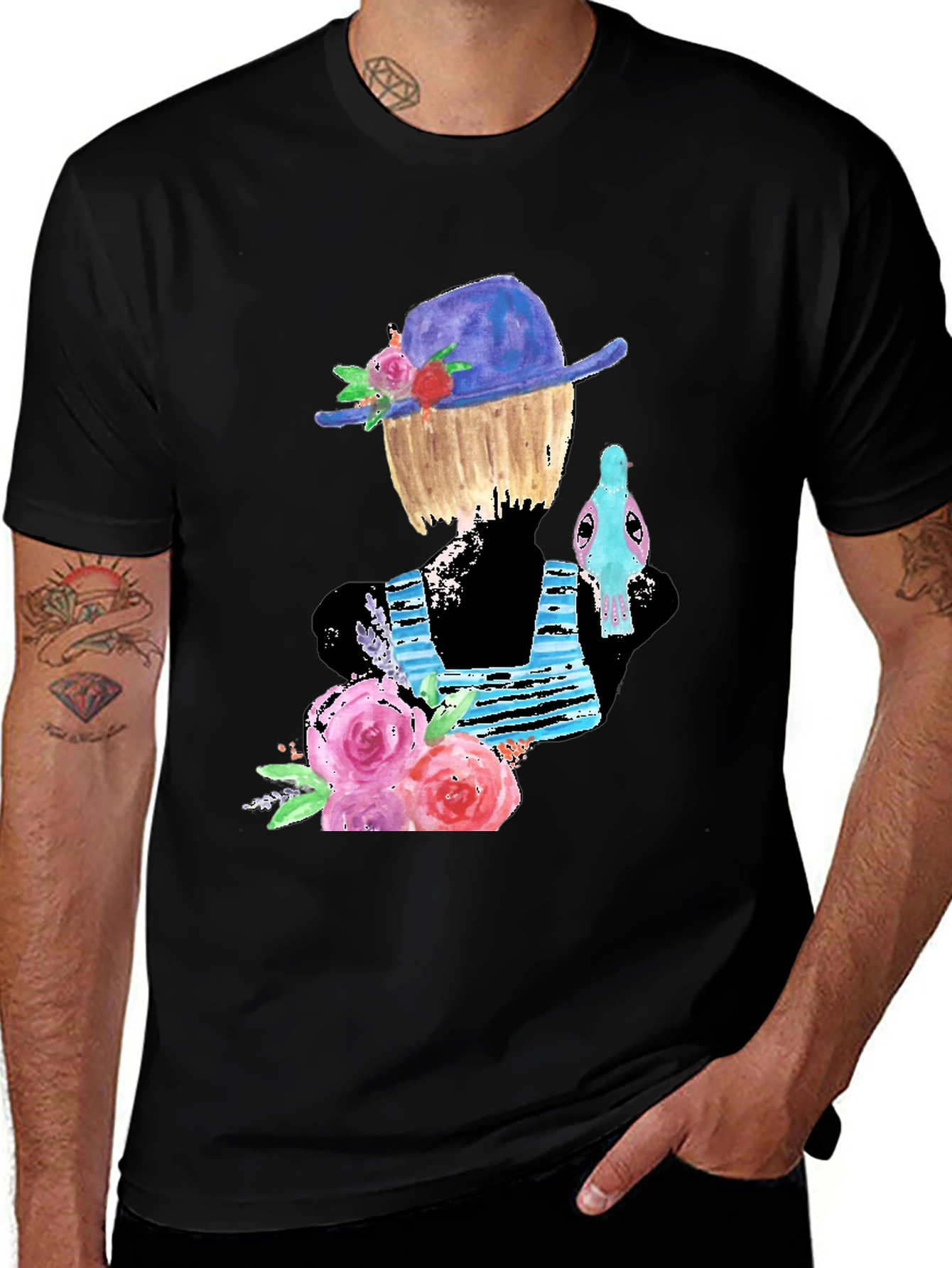 Variant 14 of Whimsical Bird & Floral Graphic Tee
