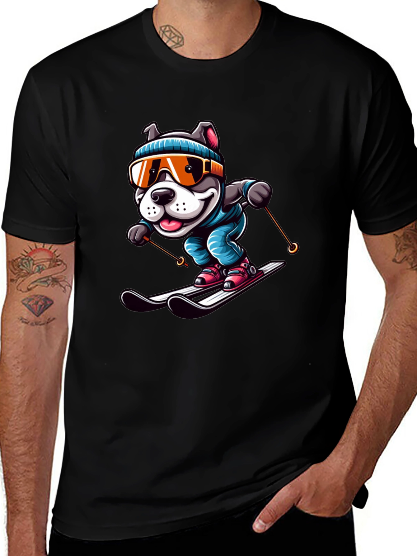 Variant 6 of Dog Skiing Graphic Tee - Unisex Cotton T-Shirt