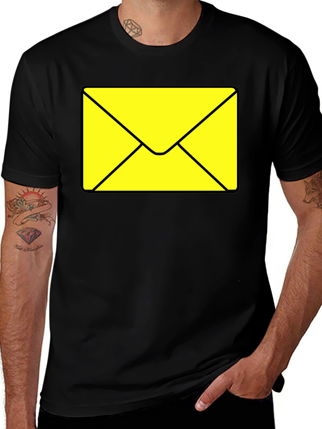 Variant 4 of Envelope Graphic Tee - Black Cotton Casual T-Shirt