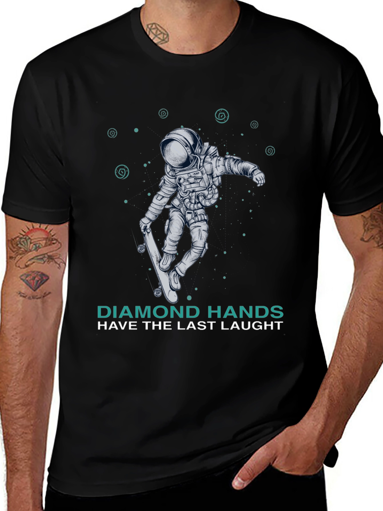 Variant 20 of Astronaut Skateboard T-Shirt Diamond Hands