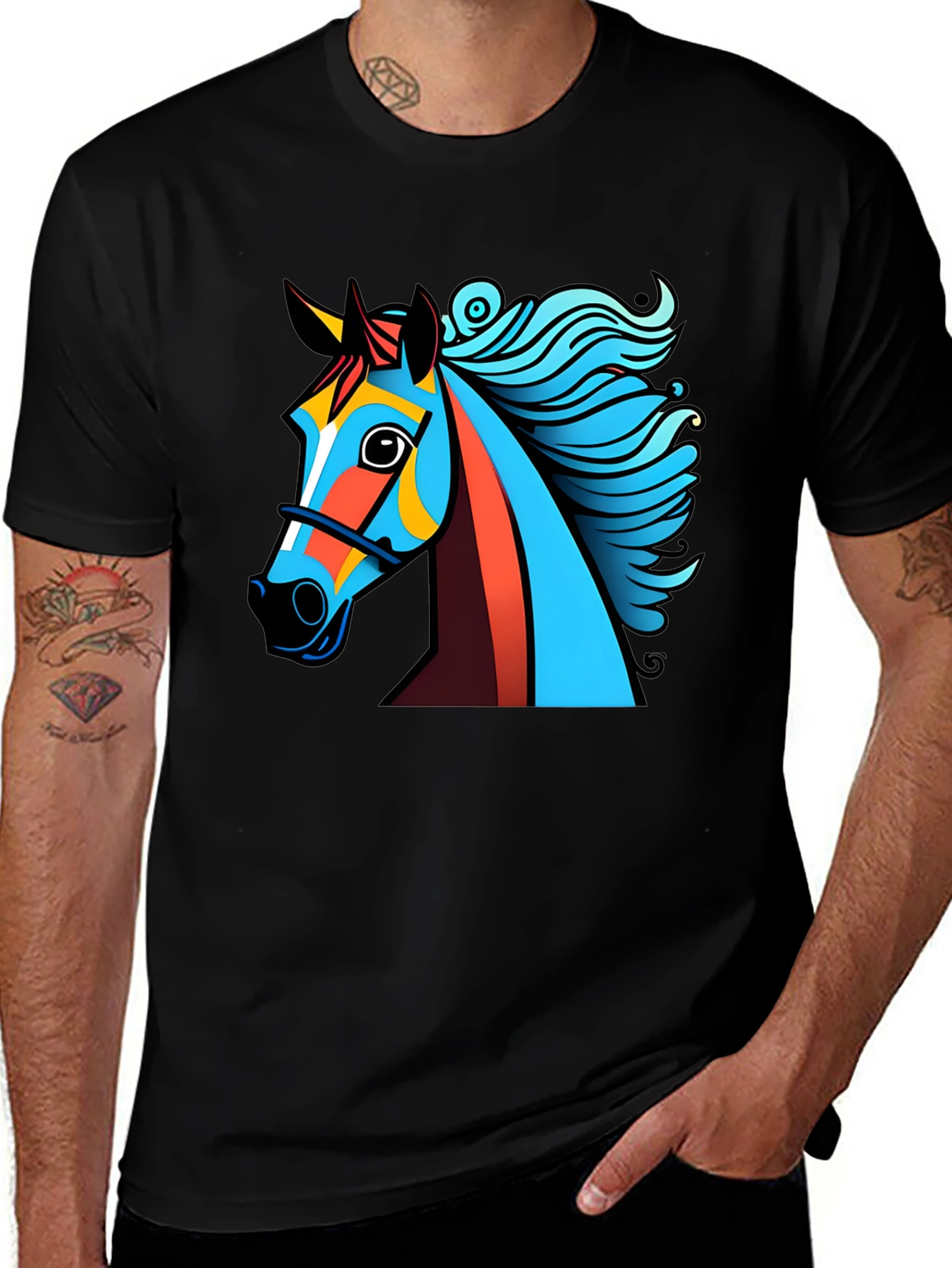 Variant 6 of Bold Graphic Horse Tee - Artistic Men's T-Shirt