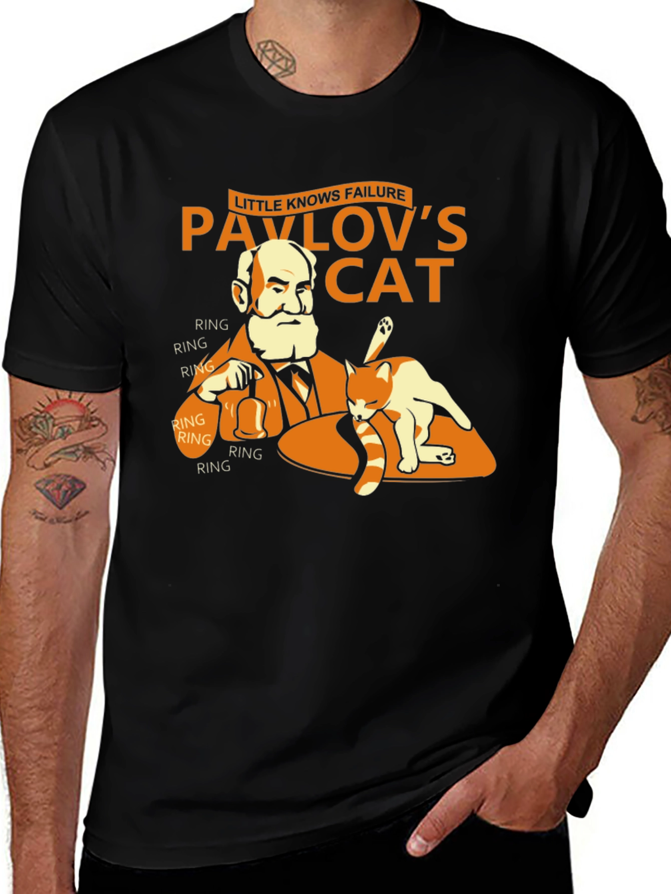 Black Pavlov's Cat T-Shirt - Funny Psychology Humor Tee main image