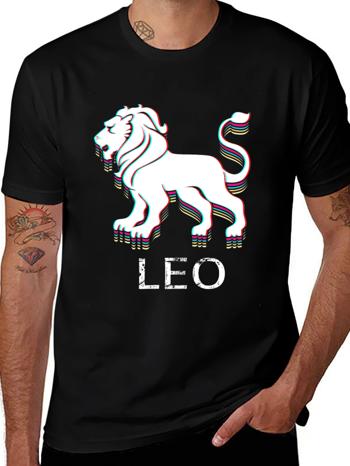 Variant 23 of Leo Zodiac Graphic T-Shirt - Black Cotton Tee