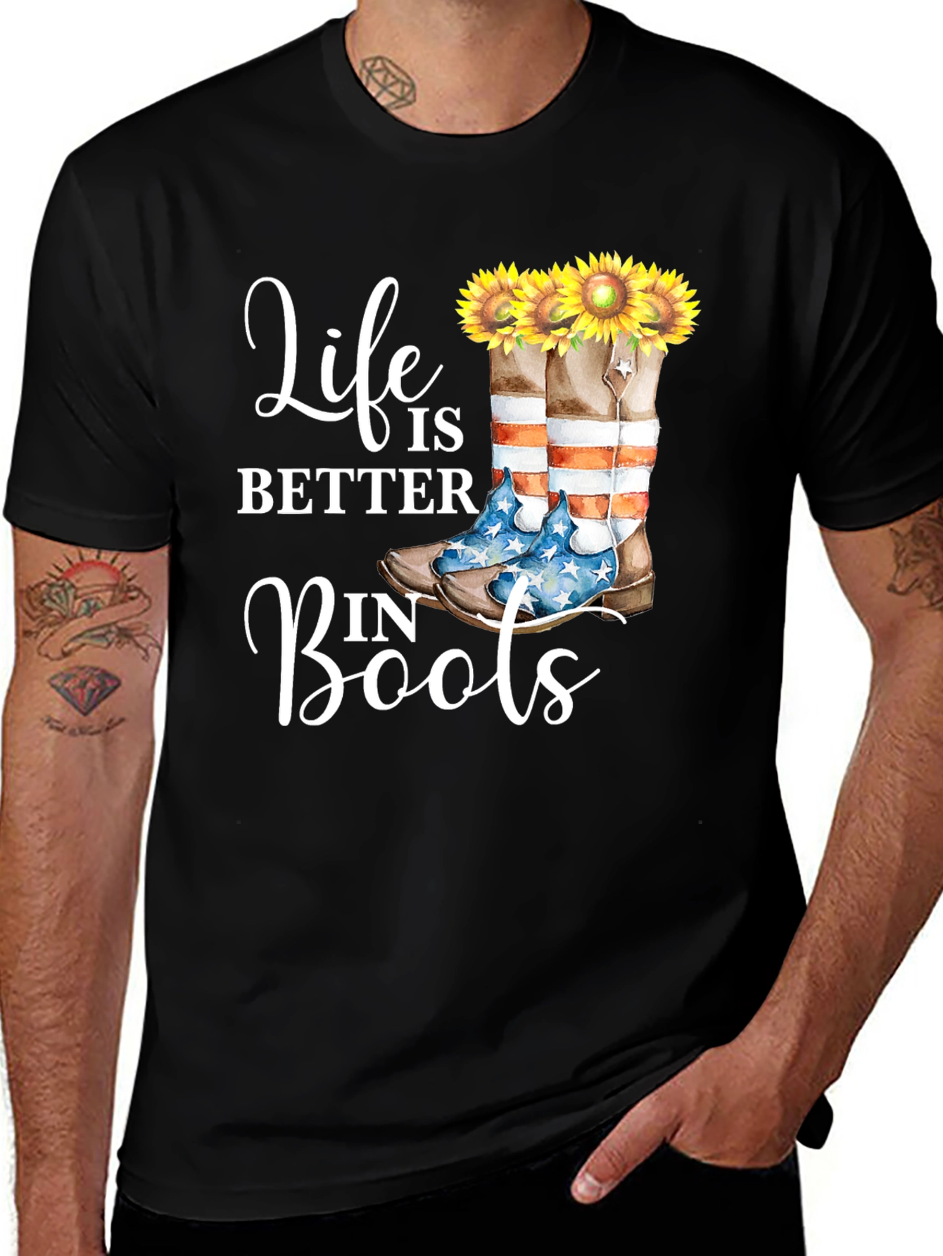 Variant 23 of Life is Better in Boots Graphic Tee