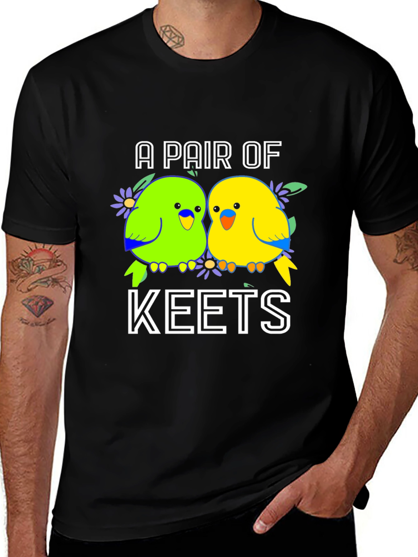 Black A Pair of Keets T-Shirt - Budgie Lover Tee main image