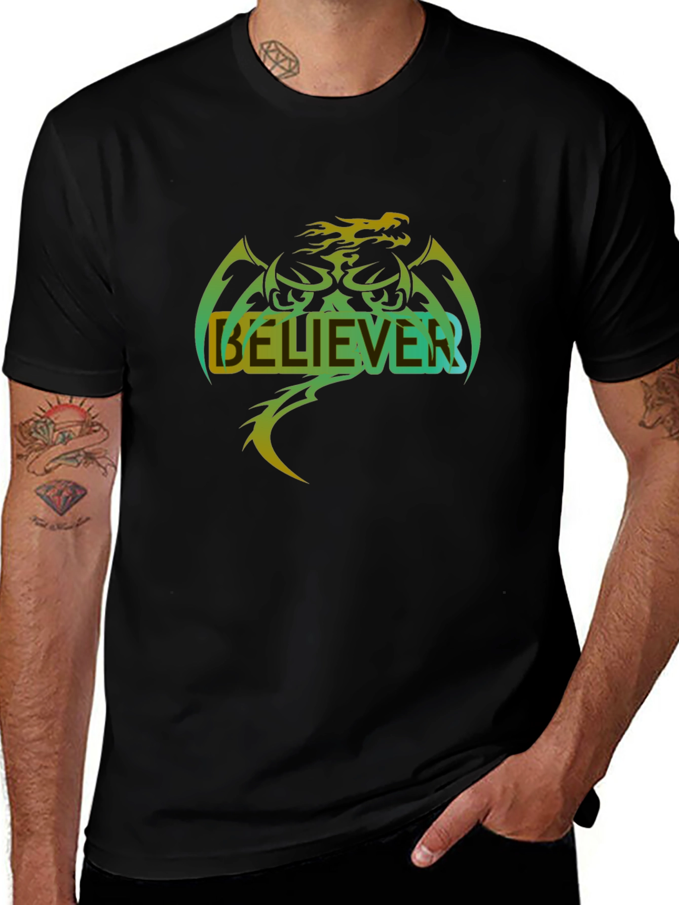 Believer Dragon Graphic T-Shirt - Cool Casual Tee