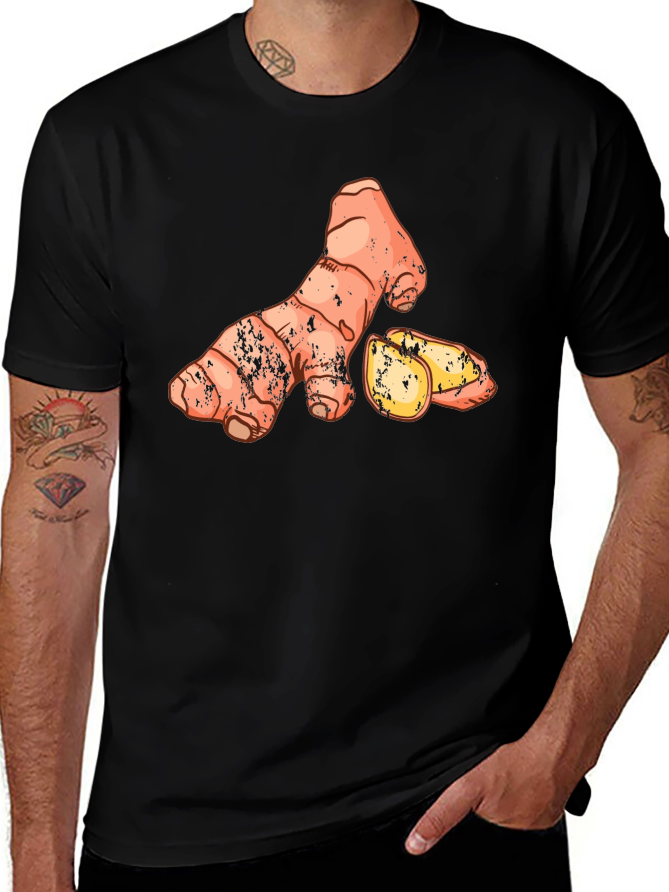 Variant 10 of Ginger Graphic T-Shirt - Unisex Black Tee