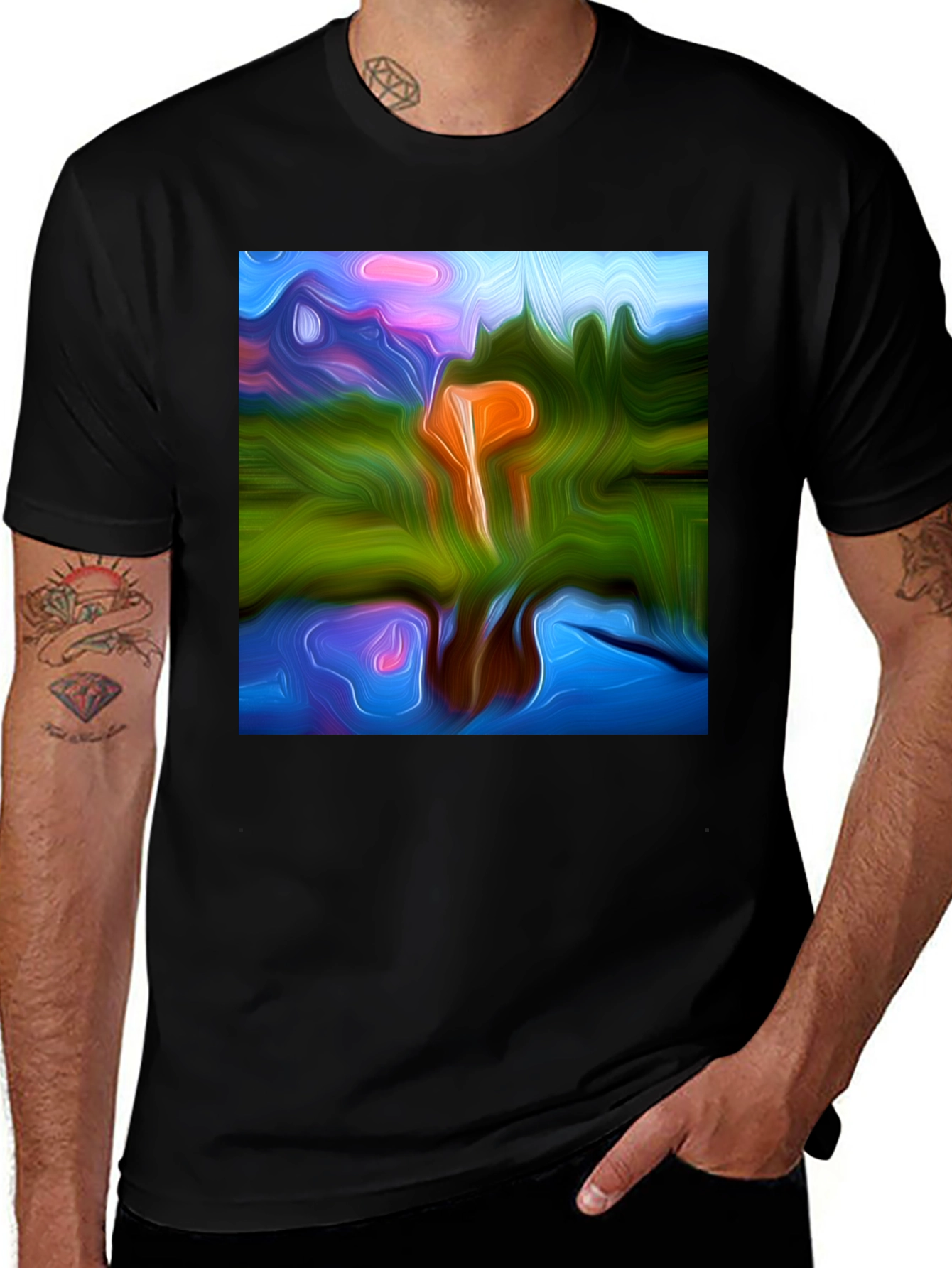 Variant 17 of Abstract Art Black T-Shirt - Modern Style