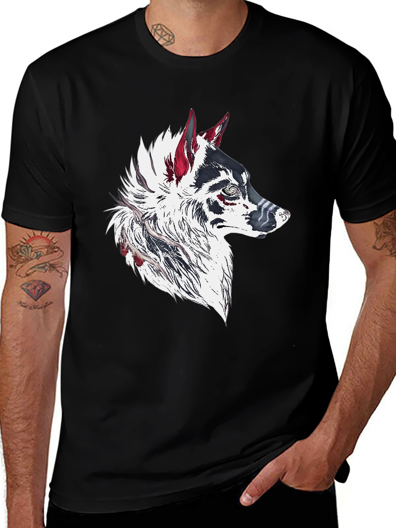 Variant 29 of Wolf Graphic Print Black T-Shirt