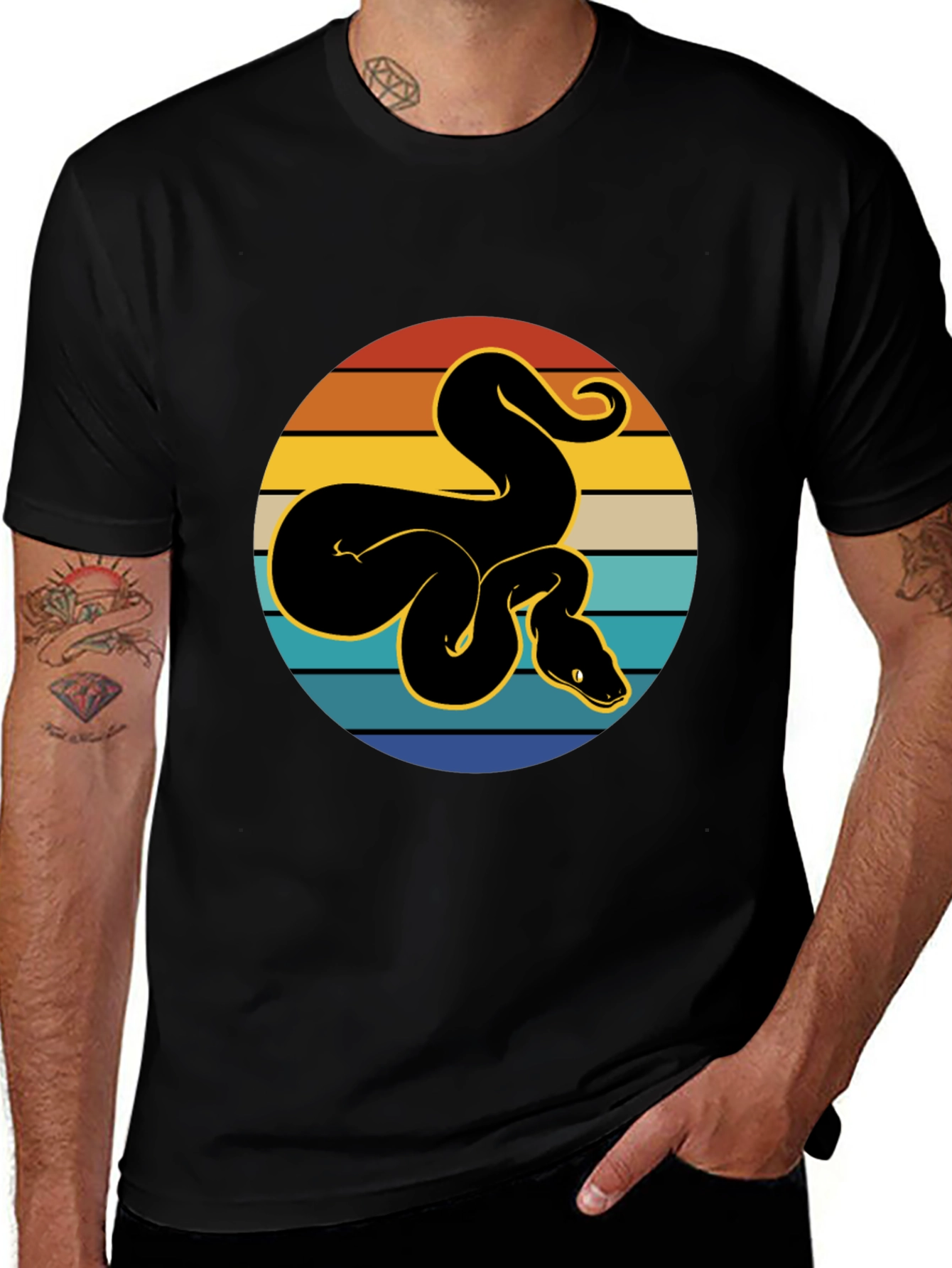 Variant 10 of Retro Snake Graphic Tee - Black T-Shirt