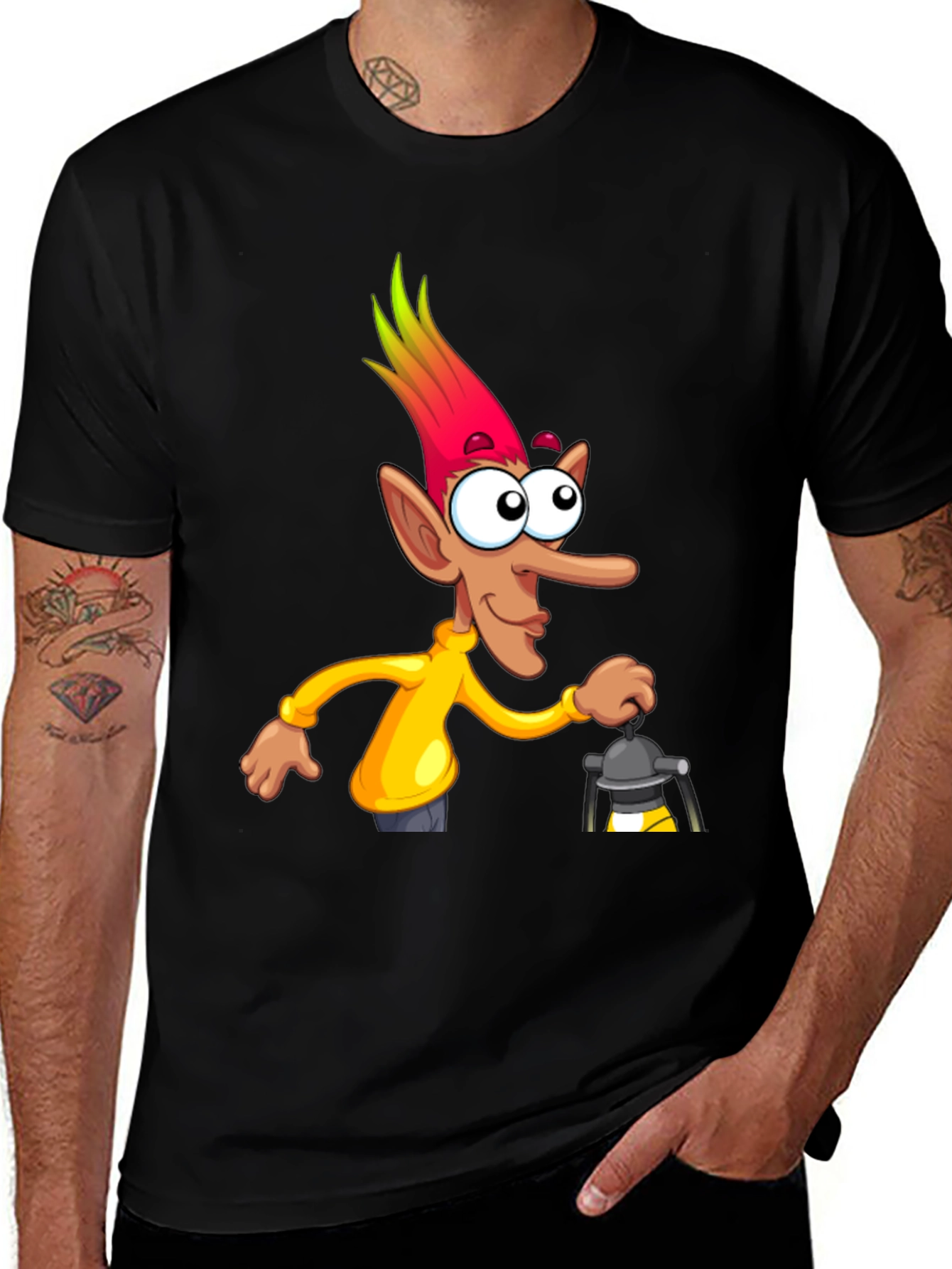 Variant 17 of Funny Cartoon Character T-Shirt - Black