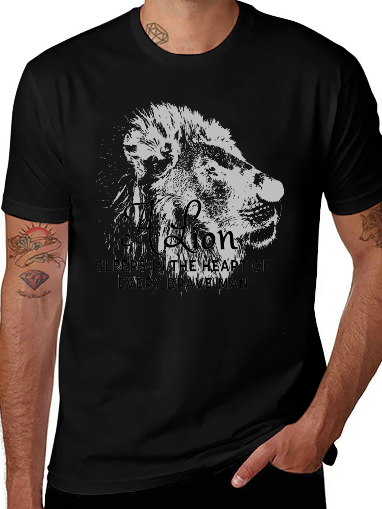 Variant 3 of Lion Heart Graphic Print Men's T-Shirt